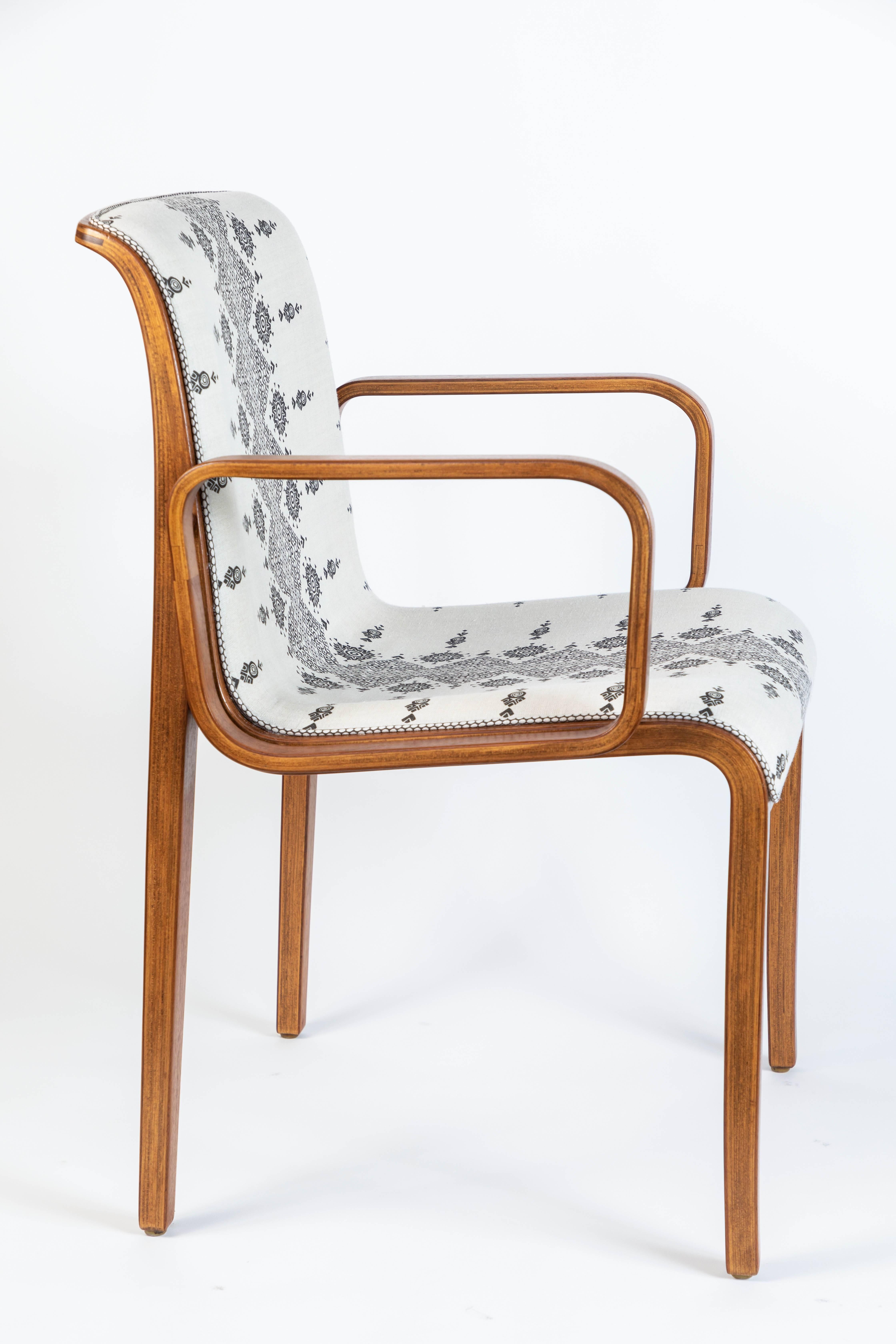 20th Century Midcentury Bentwood Armchair Newly Upholstered in Peter Dunham Linen