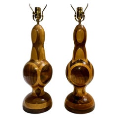 Pair of Midcentury Wood Lamps