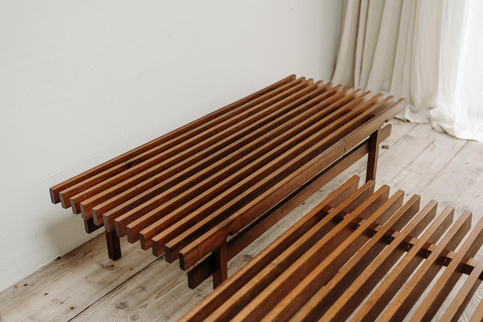 Teak Pair of Midcentury Wooden Benches/Coffee Tables