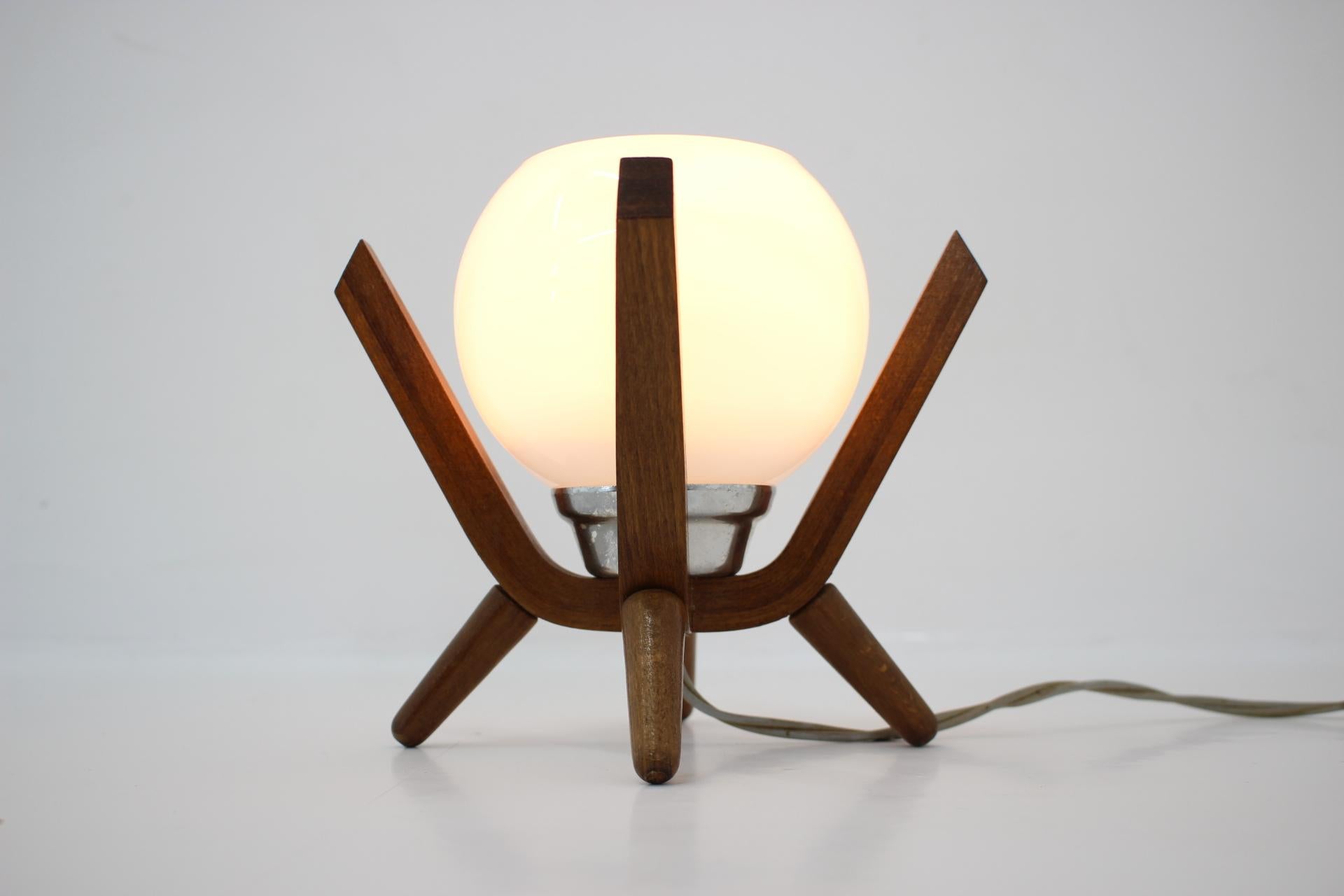 Pair of Midcentury Wooden Design Table Lamps 