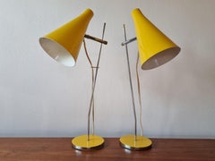 Pair of Midcentury Yellow Table Lamps Lidokov, Josef Hurka, 1960s