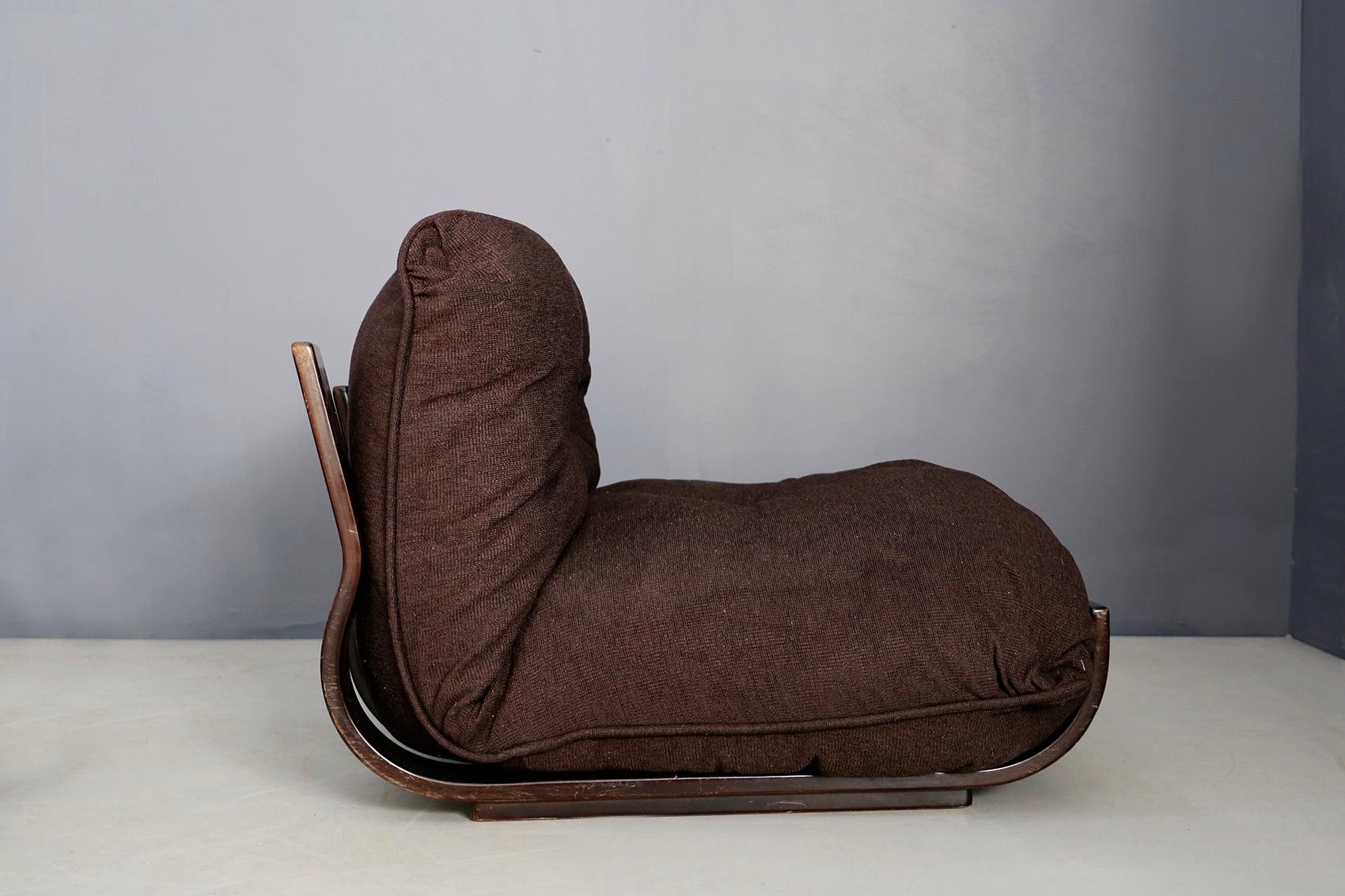 Pair of Midcentury Armchair by Frigerio in Wood and Fabric, 1970s 2