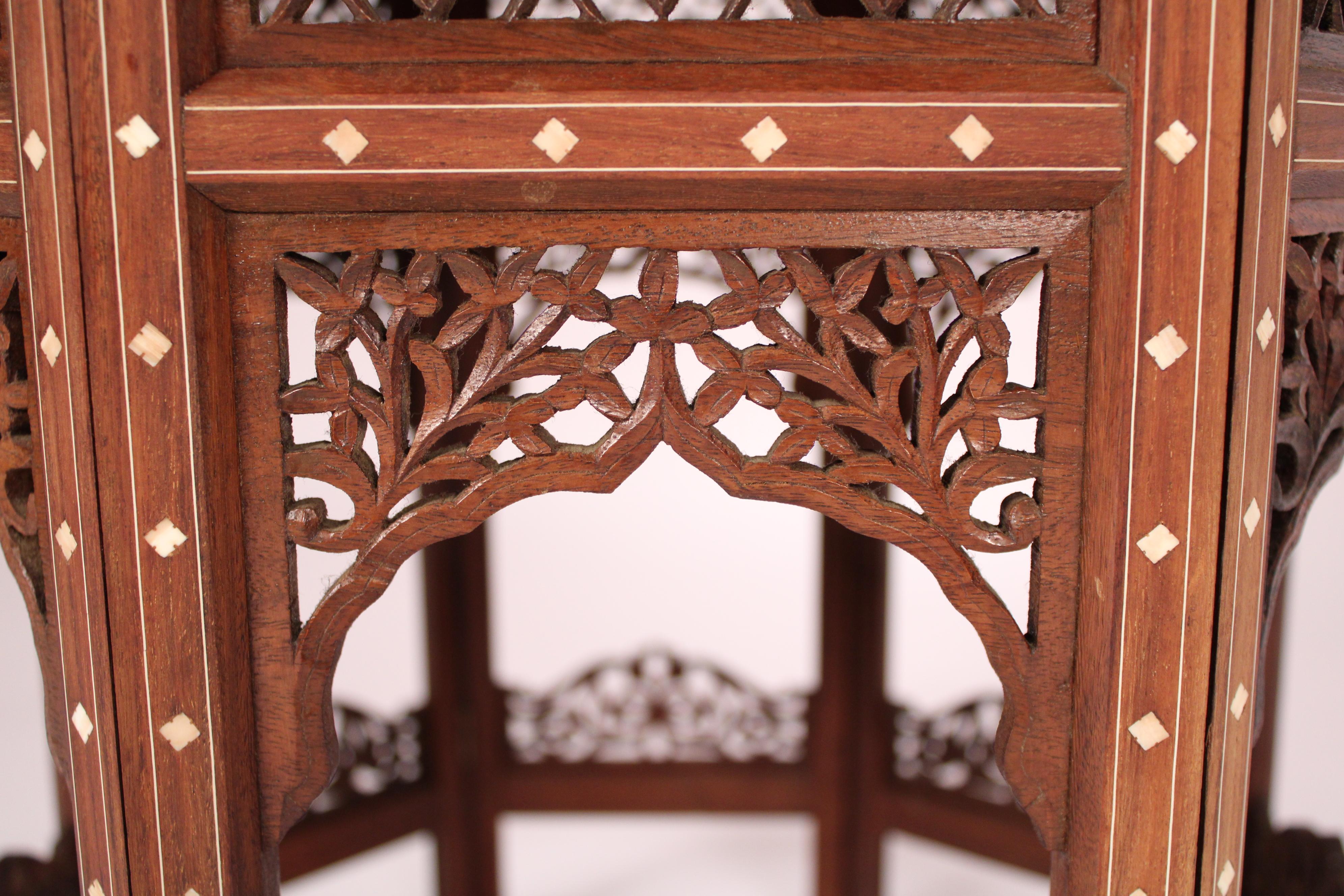 Pair of Middle Eastern Bone Inlaid Octagonal Side Tables 4