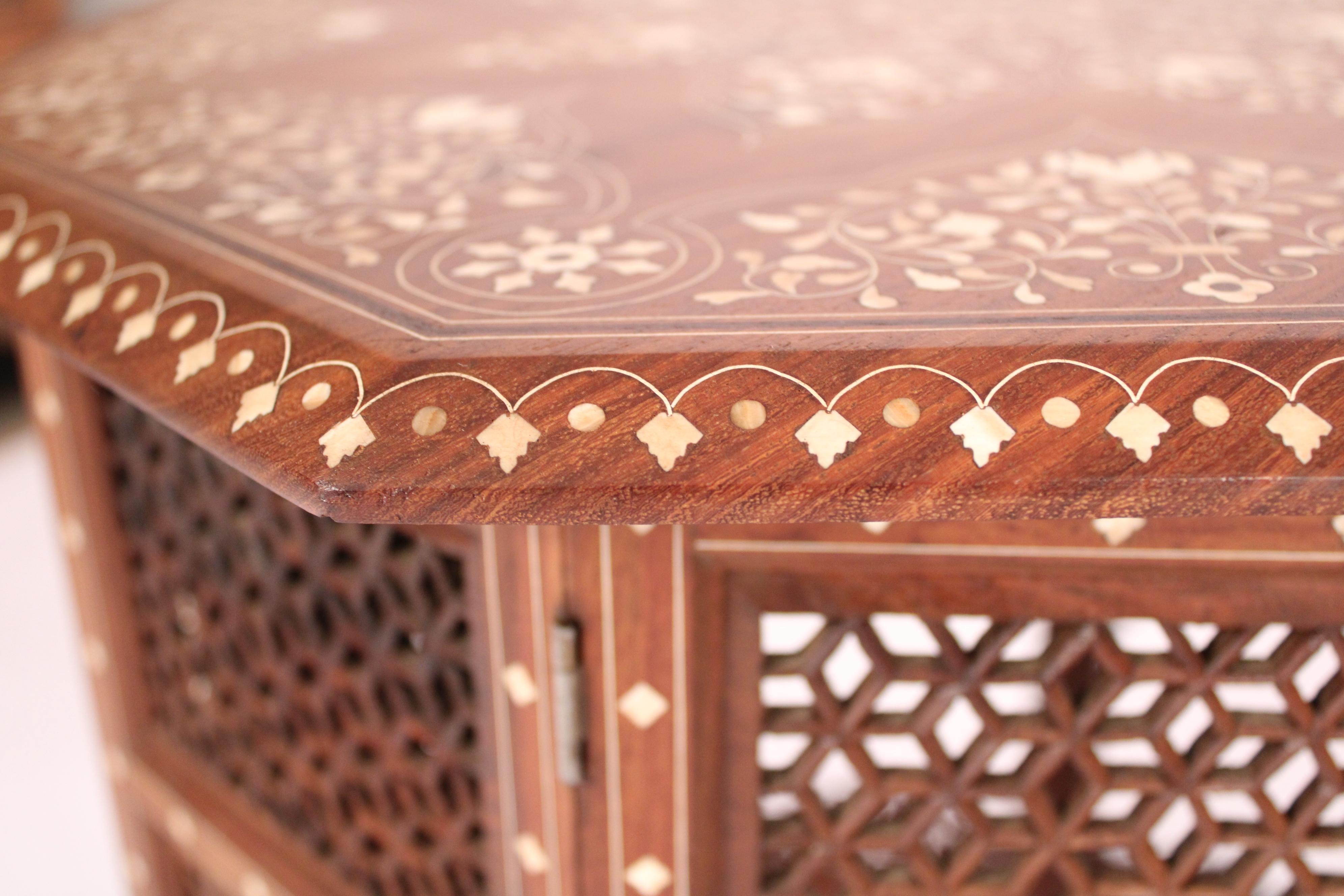 Pair of Middle Eastern Bone Inlaid Octagonal Side Tables 6