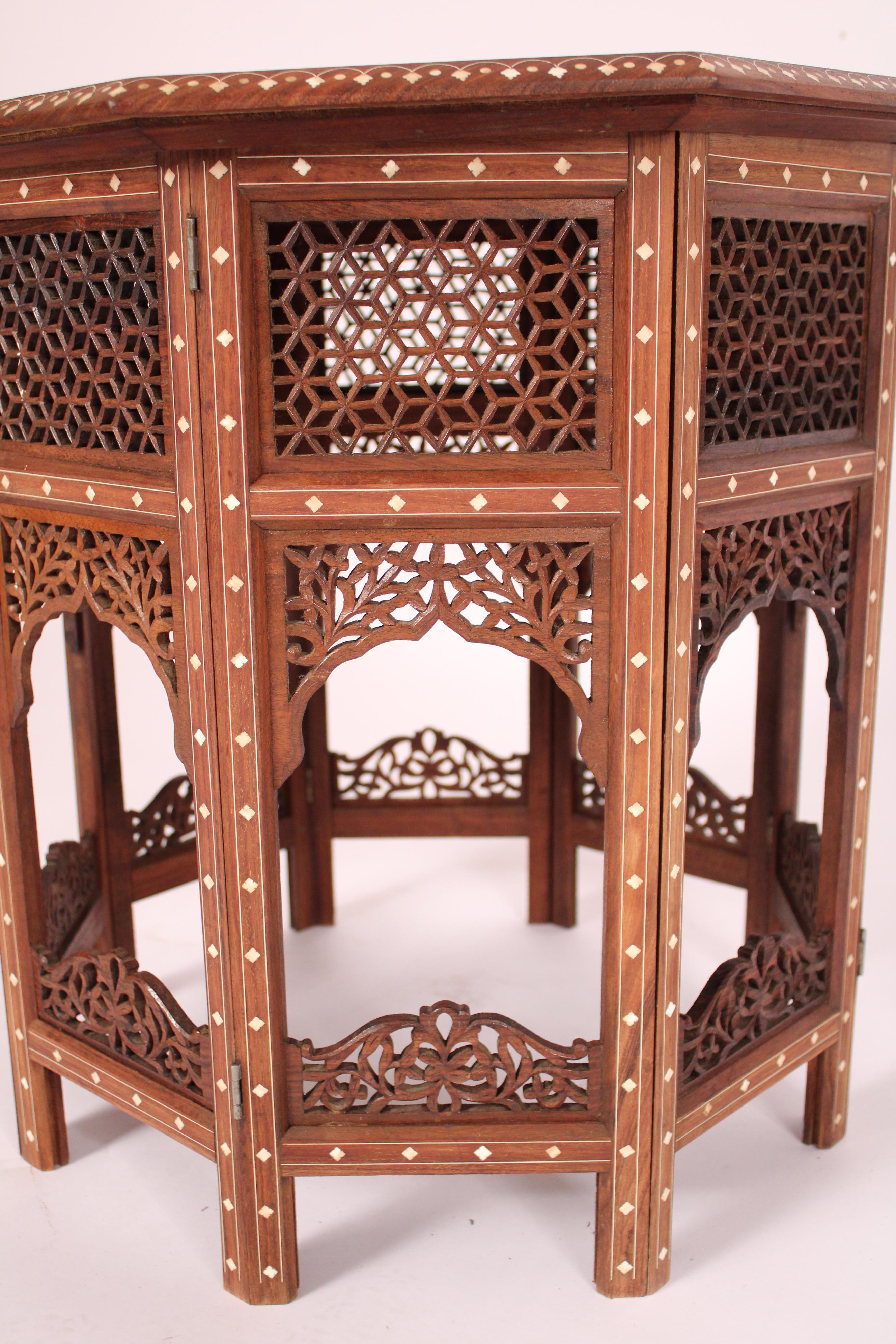Pair of Middle Eastern Bone Inlaid Octagonal Side Tables 2