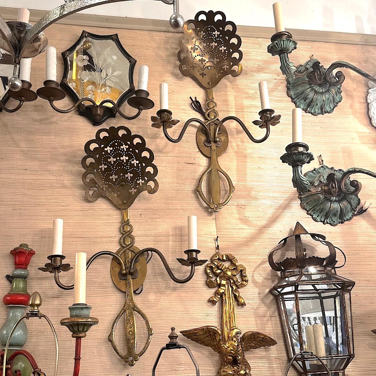 Pair of Middle Eastern Pierced Sconces For Sale 1
