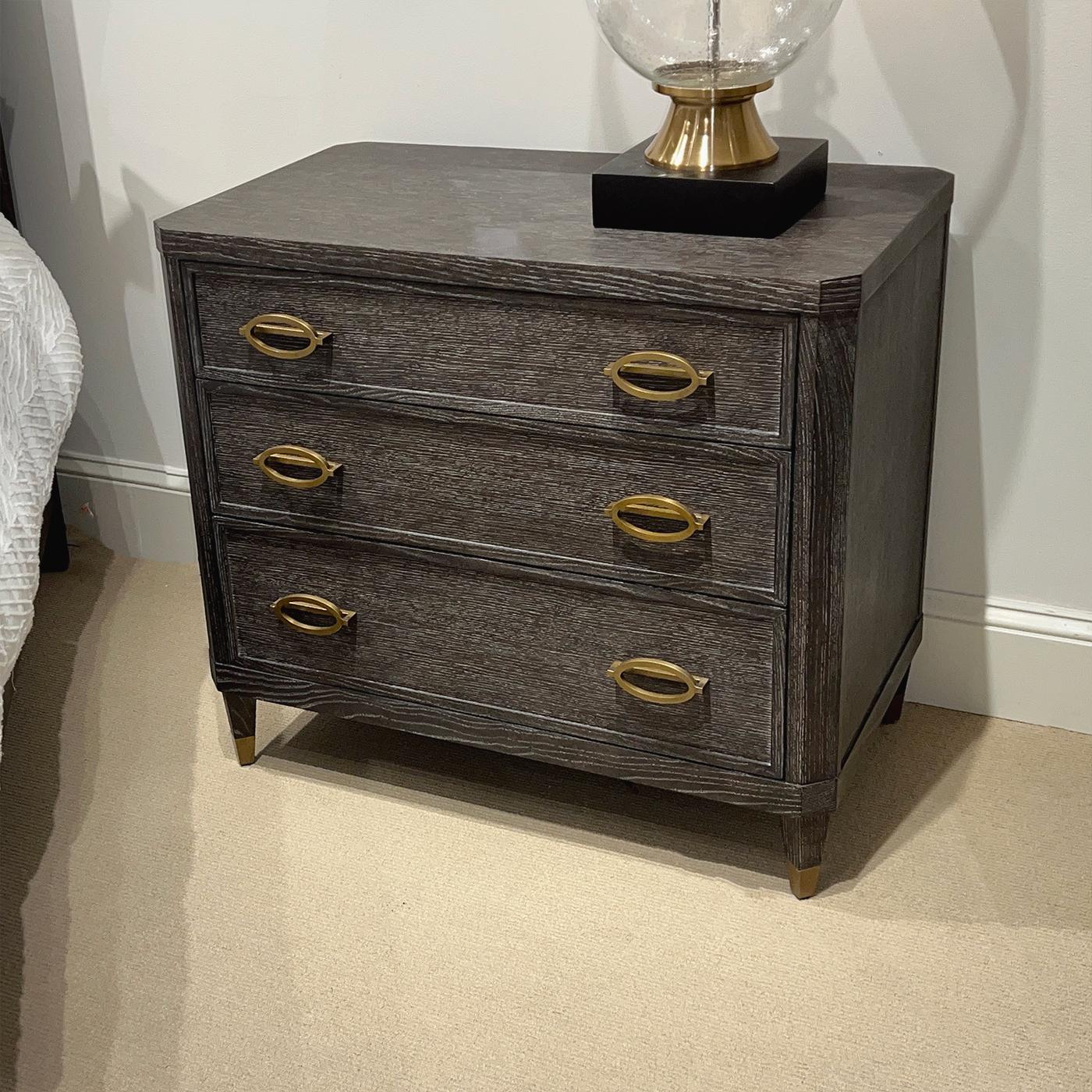 Wood Pair of Midnight Modern Nightstands For Sale