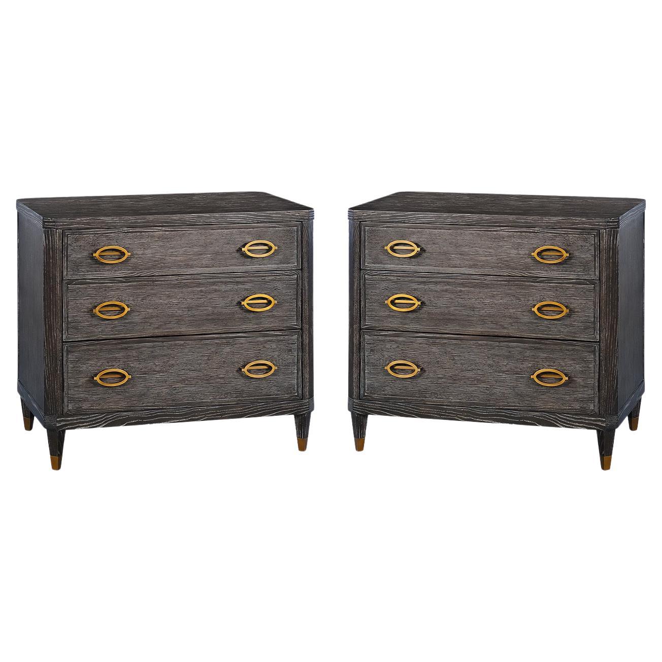 Pair of Midnight Modern Nightstands For Sale
