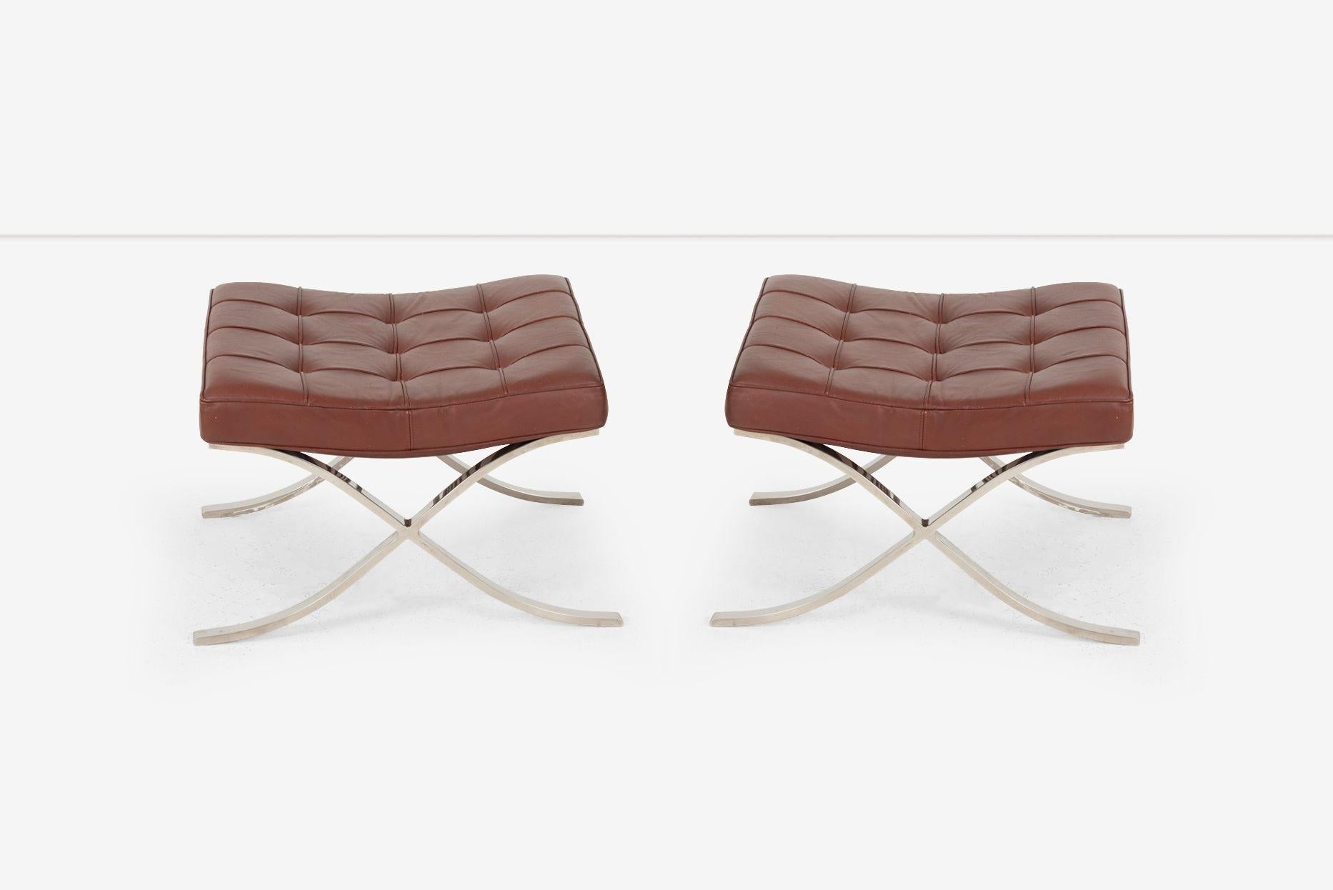Pair of Mies van Der Rohe Barcelona Ottomans for Knoll International For Sale 1