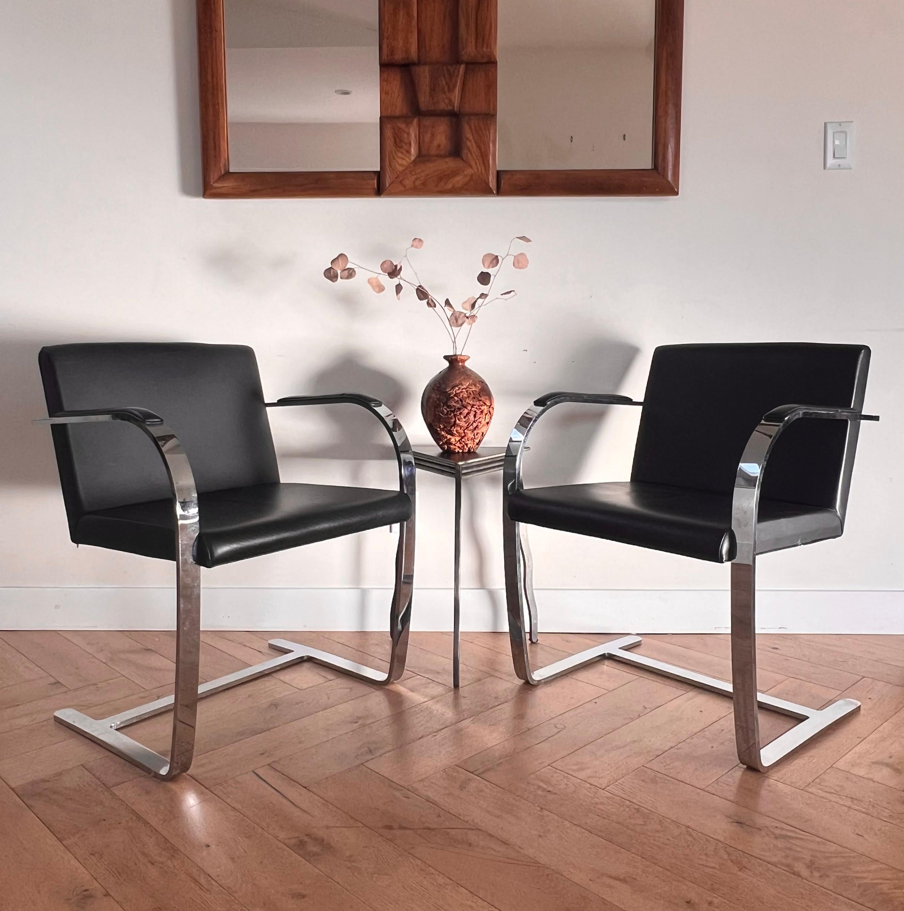 Bauhaus Pair of Mies van der Rohe Brno chairs by Palazzetti, 1970s For Sale