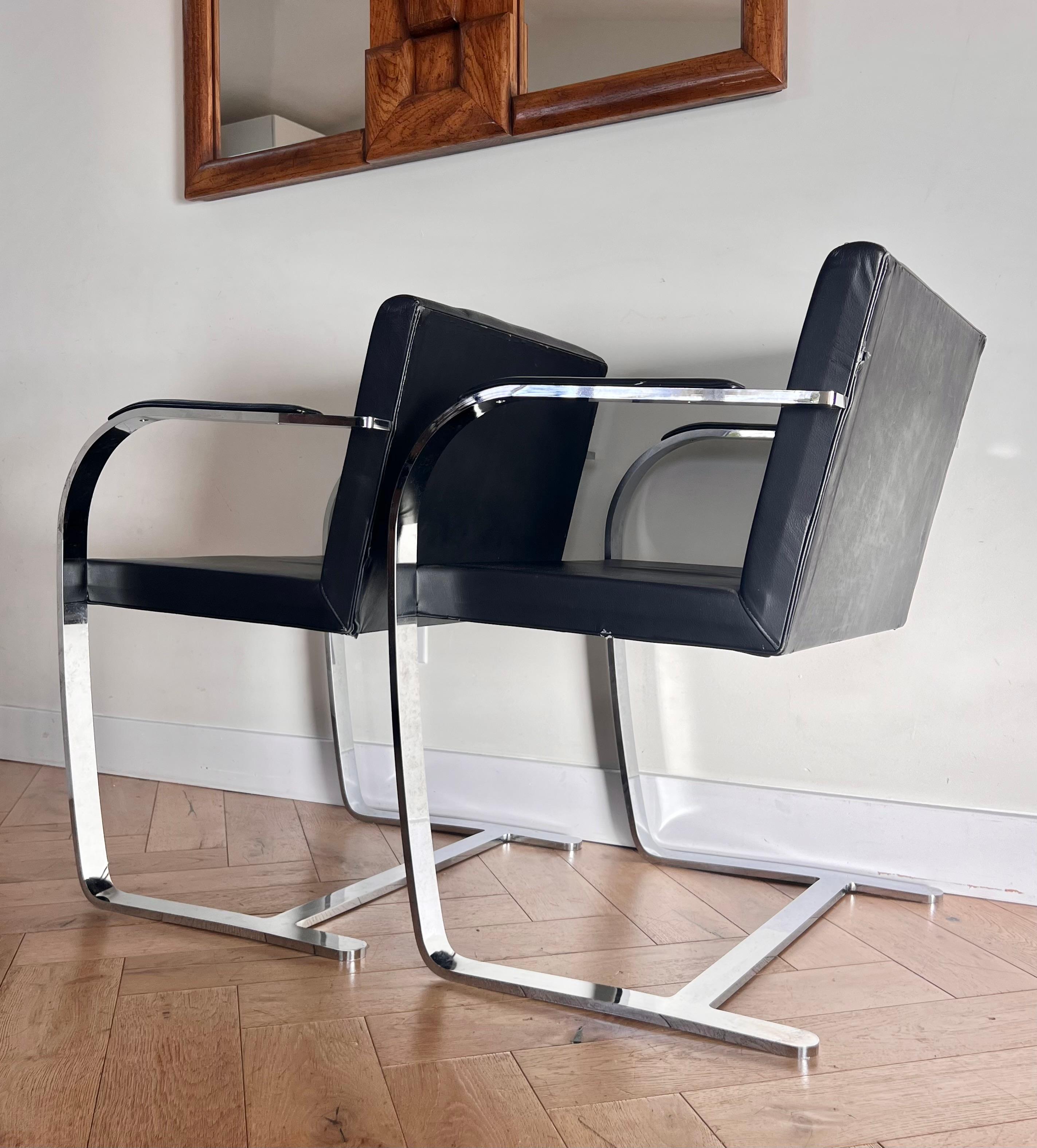 Italian Pair of Mies van der Rohe Brno chairs by Palazzetti, 1970s For Sale