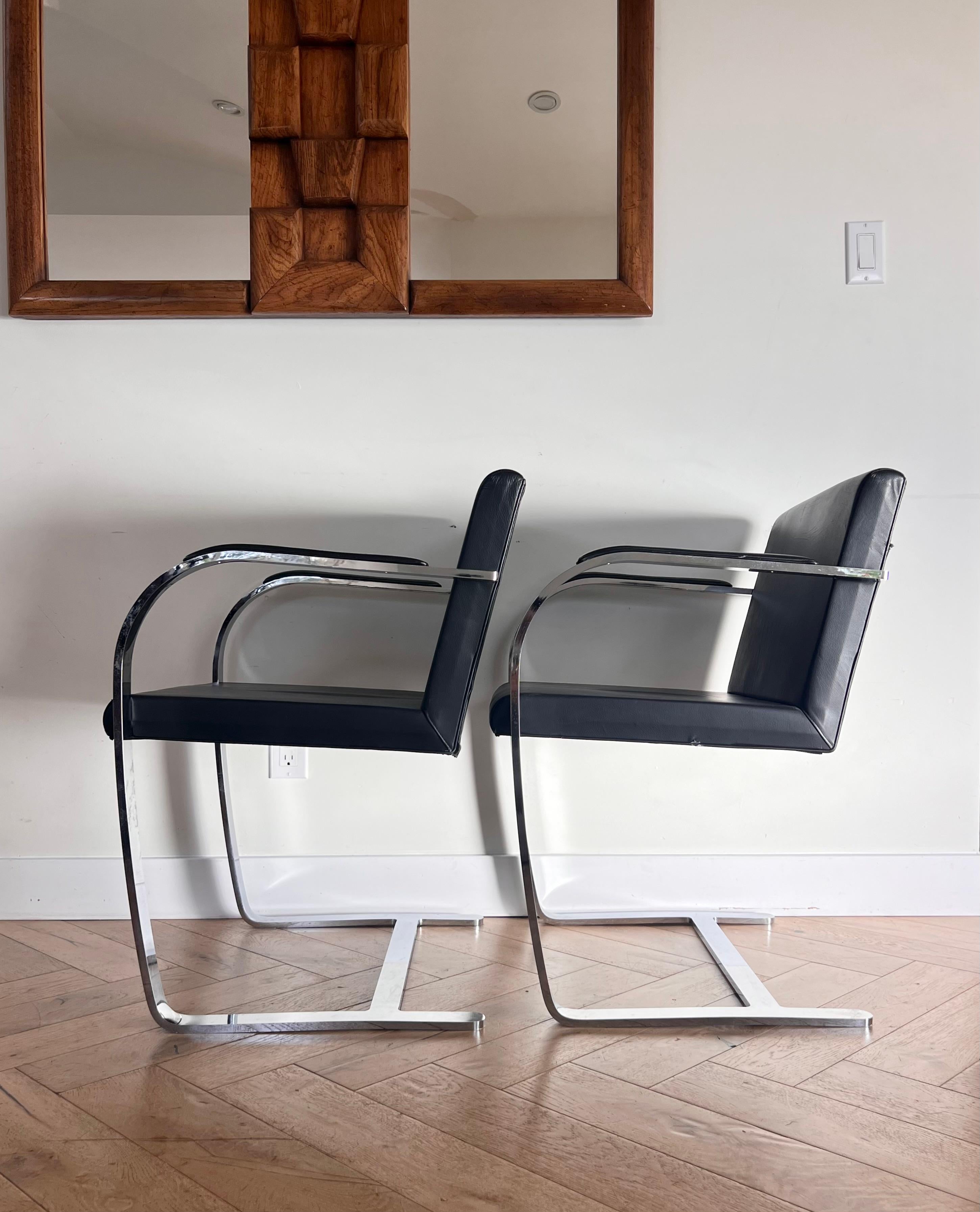 Pair of Mies van der Rohe Brno chairs by Palazzetti, 1970s In Good Condition For Sale In View Park, CA
