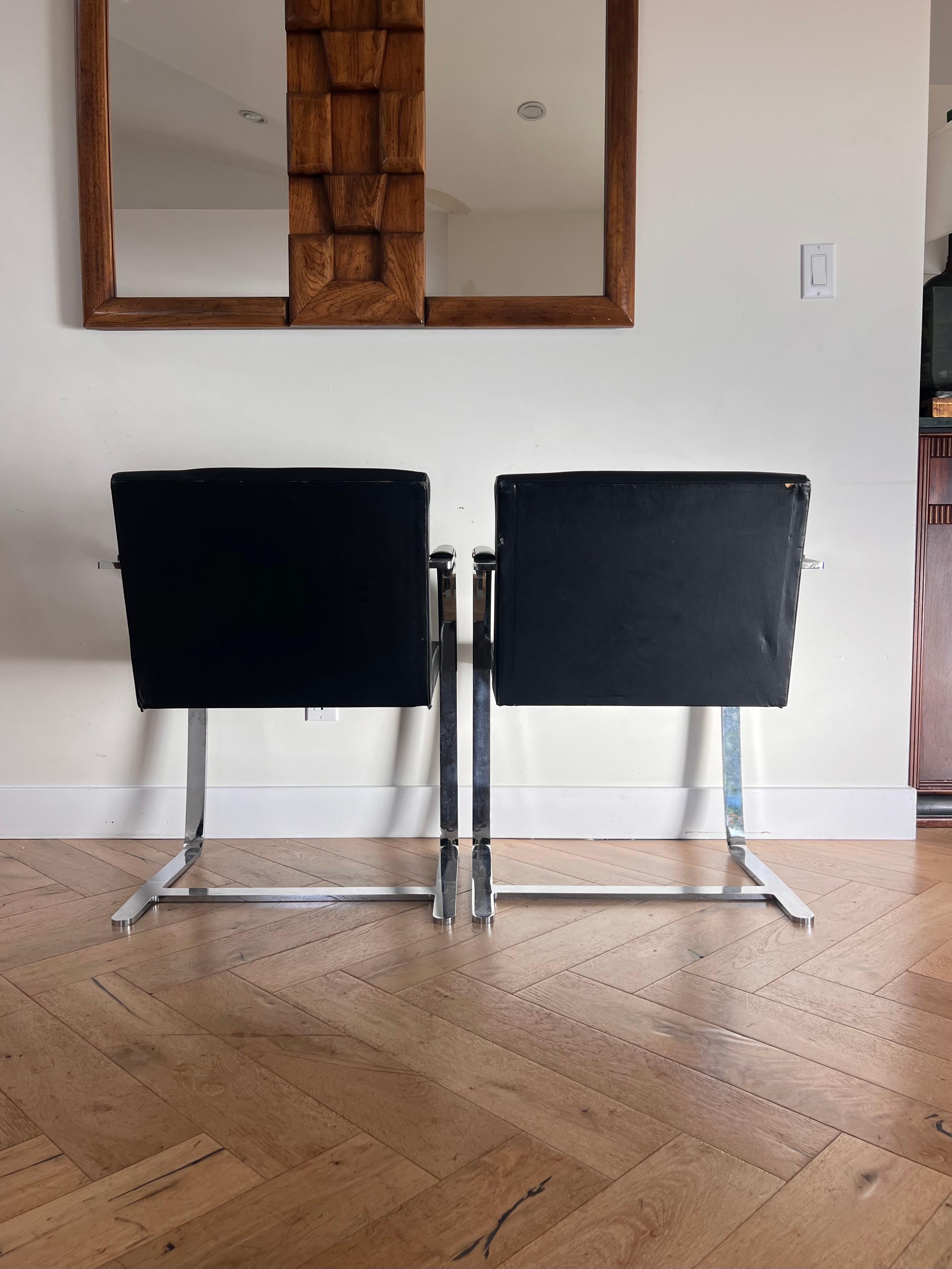 20th Century Pair of Mies van der Rohe Brno chairs by Palazzetti, 1970s