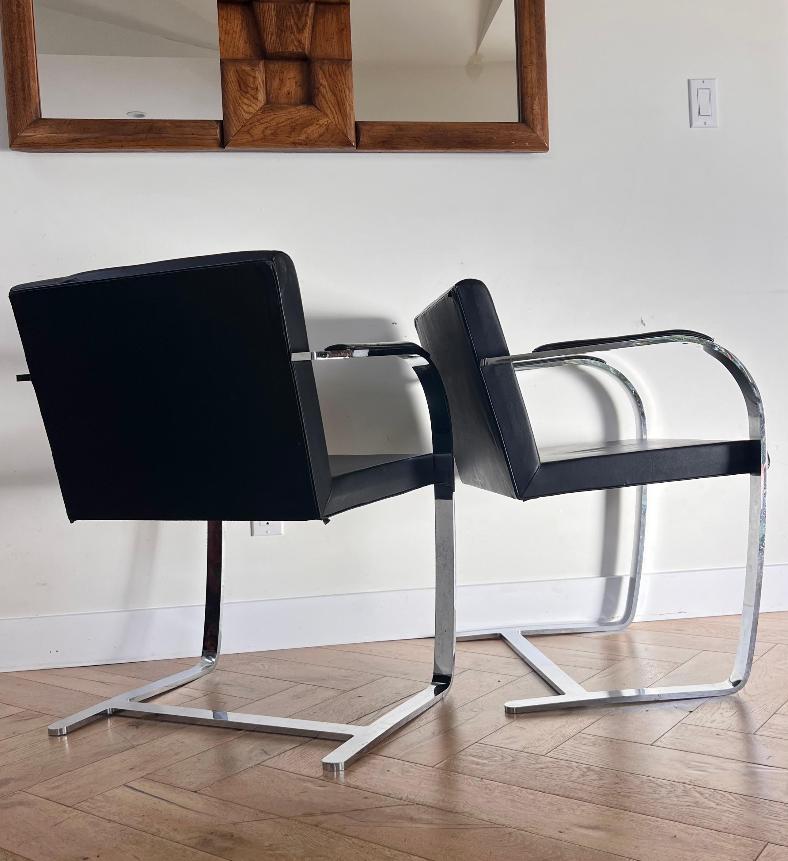 Chrome Pair of Mies van der Rohe Brno chairs by Palazzetti, 1970s For Sale