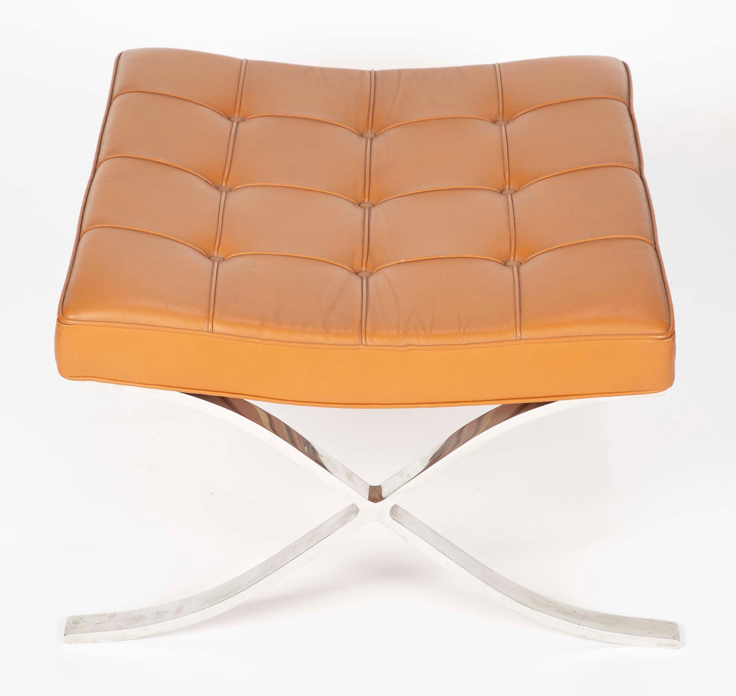 Leather Pair of Mies van der Rohe for Knoll Barcelona Ottomans
