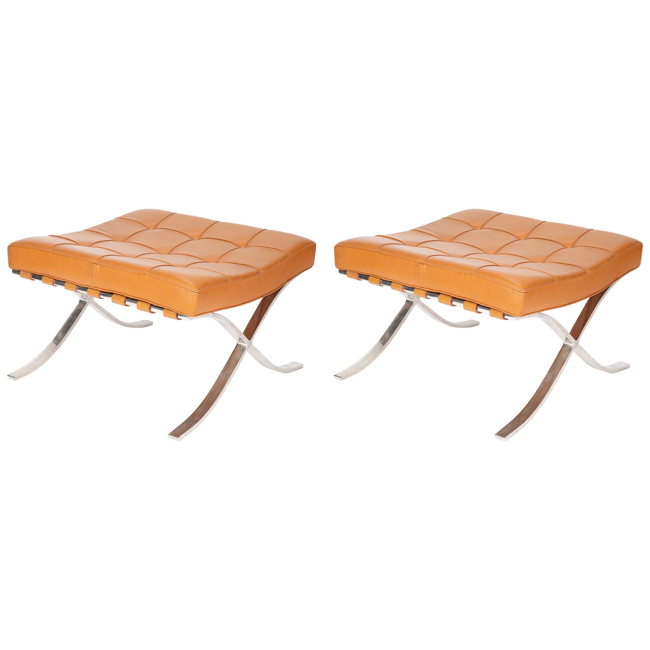 Pair of Mies van der Rohe for Knoll Barcelona Ottomans