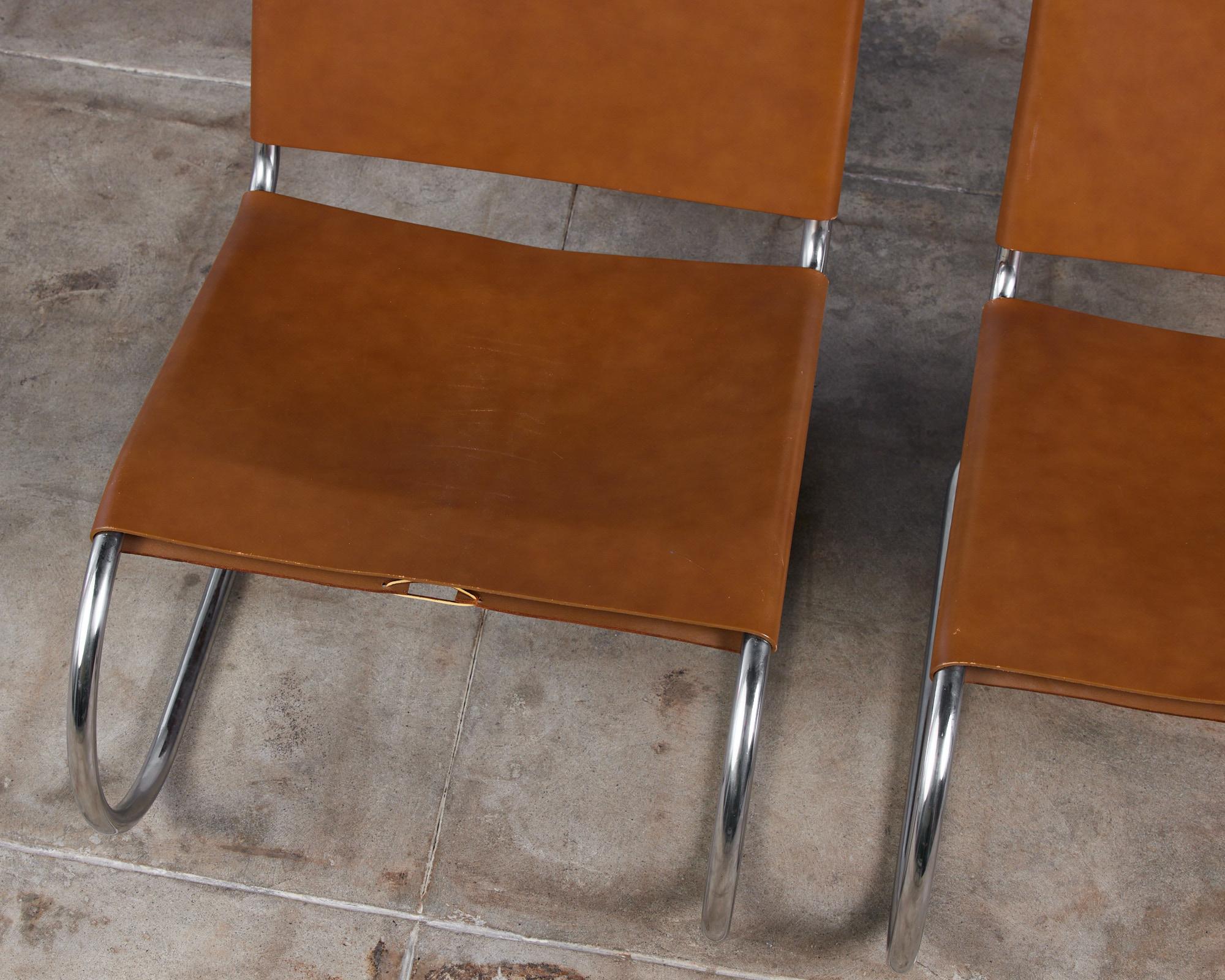 Pair of Mies van der Rohe Leather Lounge Chairs for Knoll 4