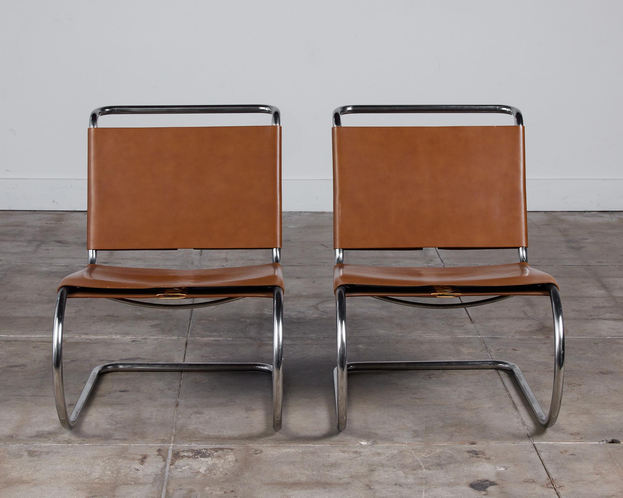 American Pair of Mies van der Rohe Leather Lounge Chairs for Knoll