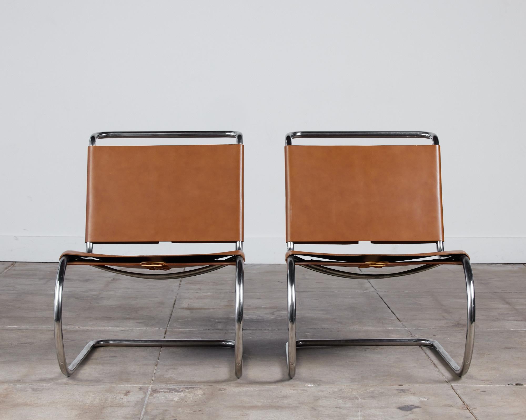 Pair of Mies van der Rohe Leather Lounge Chairs for Knoll In Excellent Condition In Los Angeles, CA