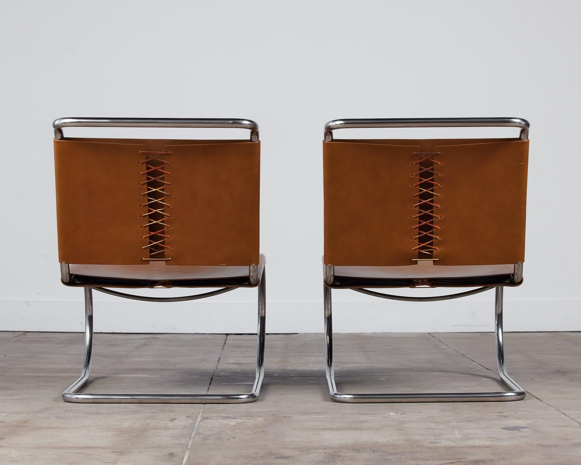 Pair of Mies van der Rohe Leather Lounge Chairs for Knoll 3