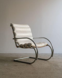Pair of Mies van der Rohe "MR 20" Armchairs in Chrome and Leather, Forma, 1970s