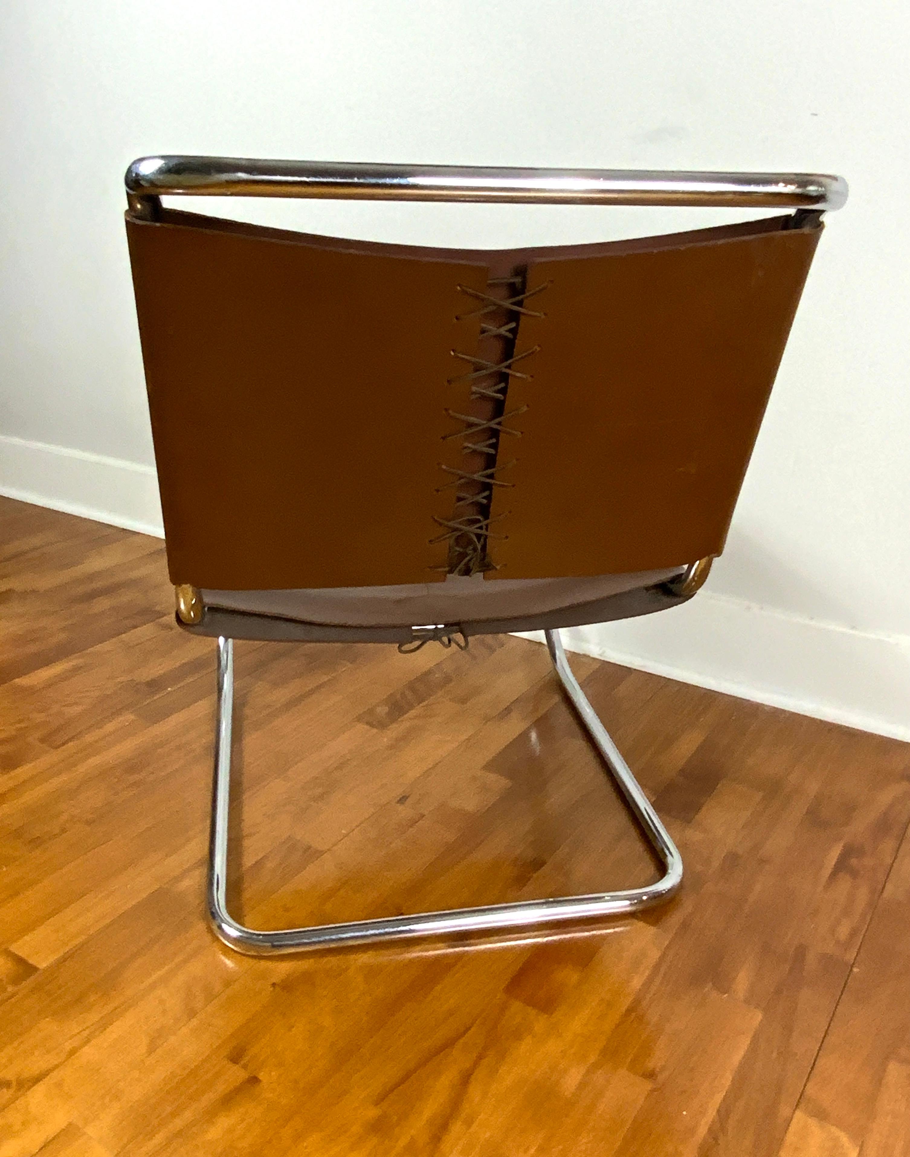 Pair of MR30/5 lounge chairs by the renowned German-American architect and furniture designer Mies van der Rohe (1886-1969). He is regarded as one of the pioneers of Modernist architecture developing what came to be known as the International Style
