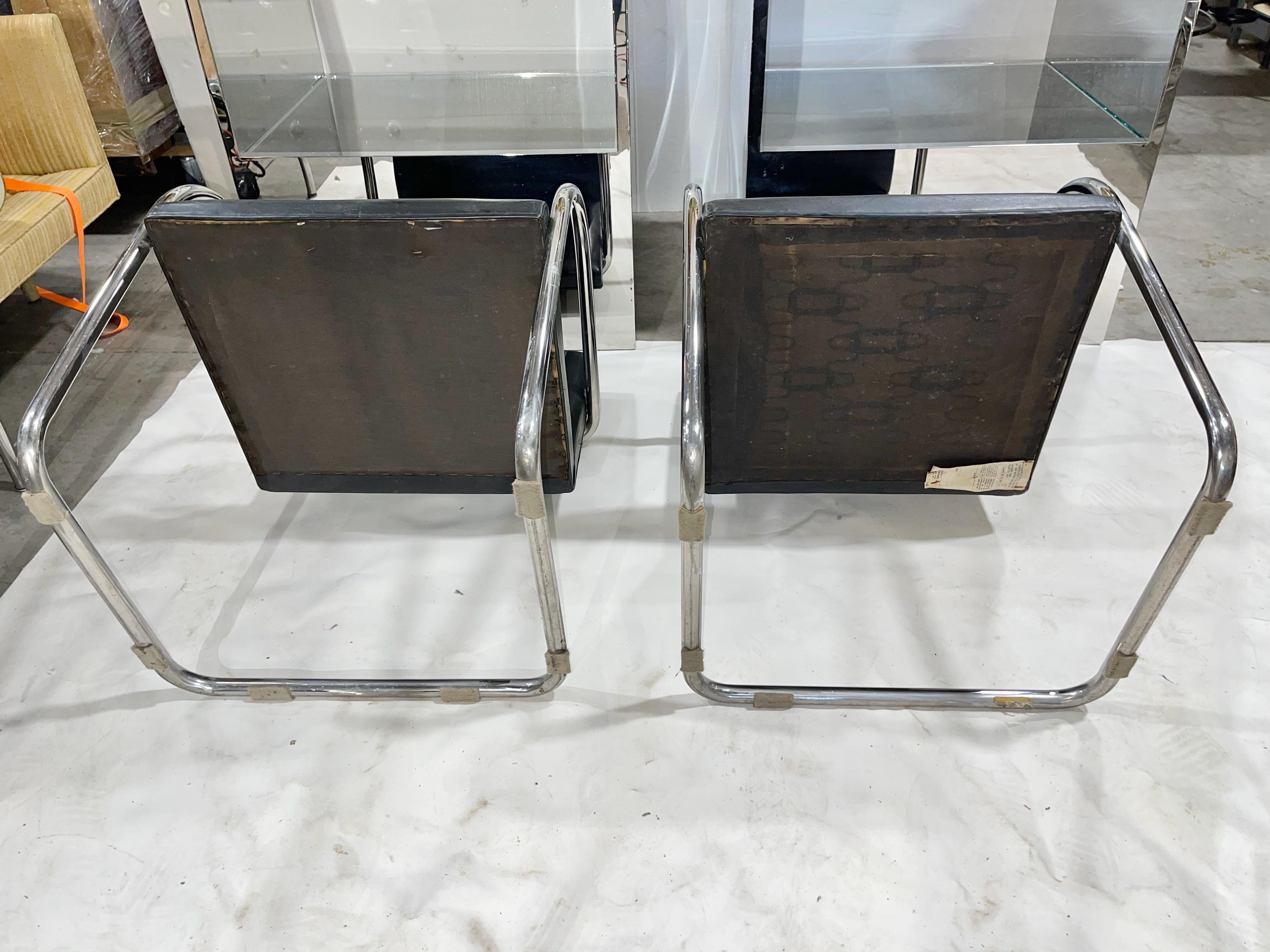 Pareja de sillas Mies van der Rohe Tubular Chrome Brno de Knoll en venta 10