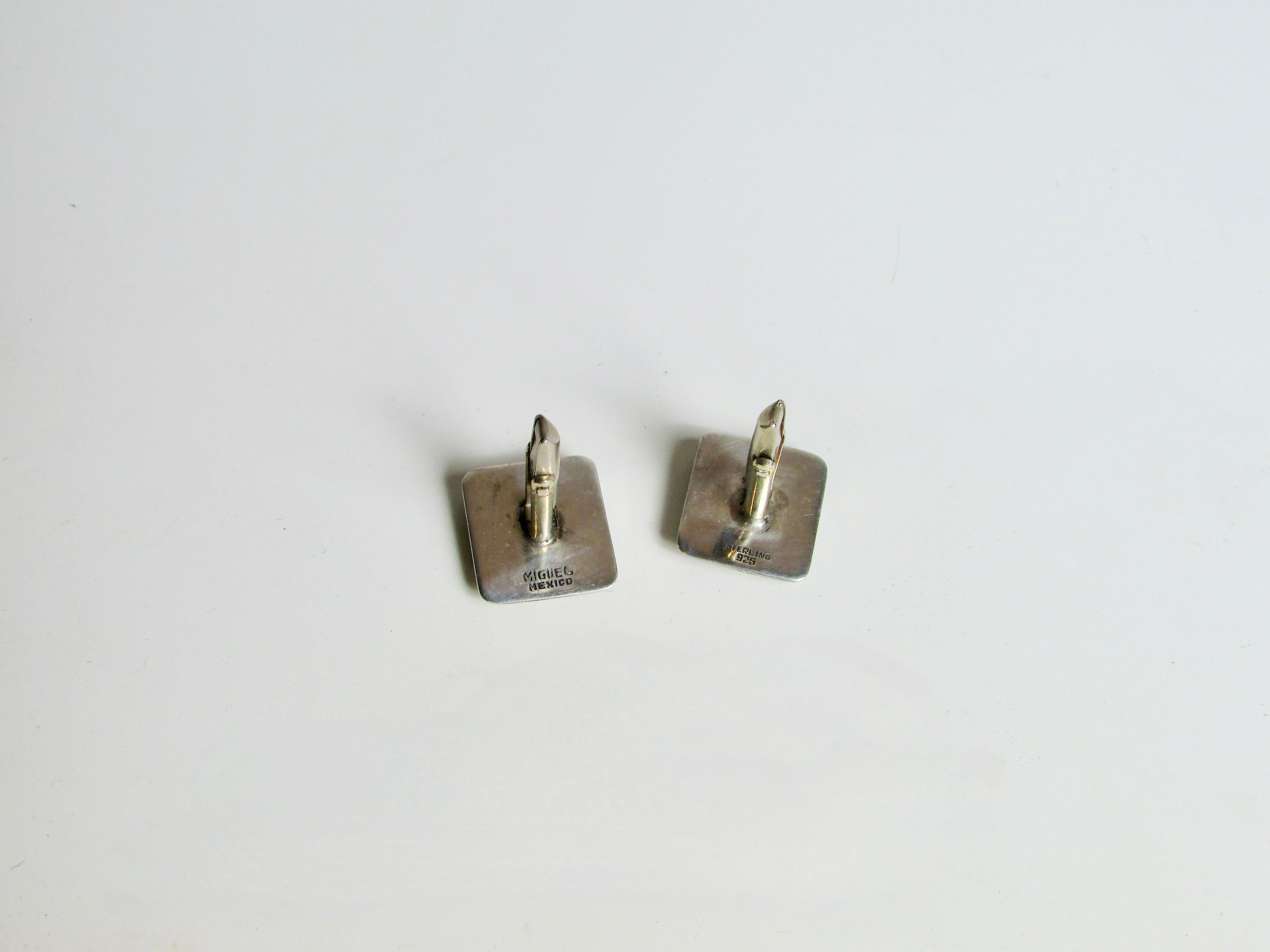 Pair of Miguel Garcia Martinez Modernist Taxco Mexico Sterling Cuff Links For Sale 3