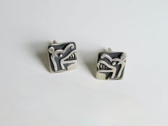 Pair of Miguel Garcia Martinez Modernist Taxco Mexico Sterling Cuff Links