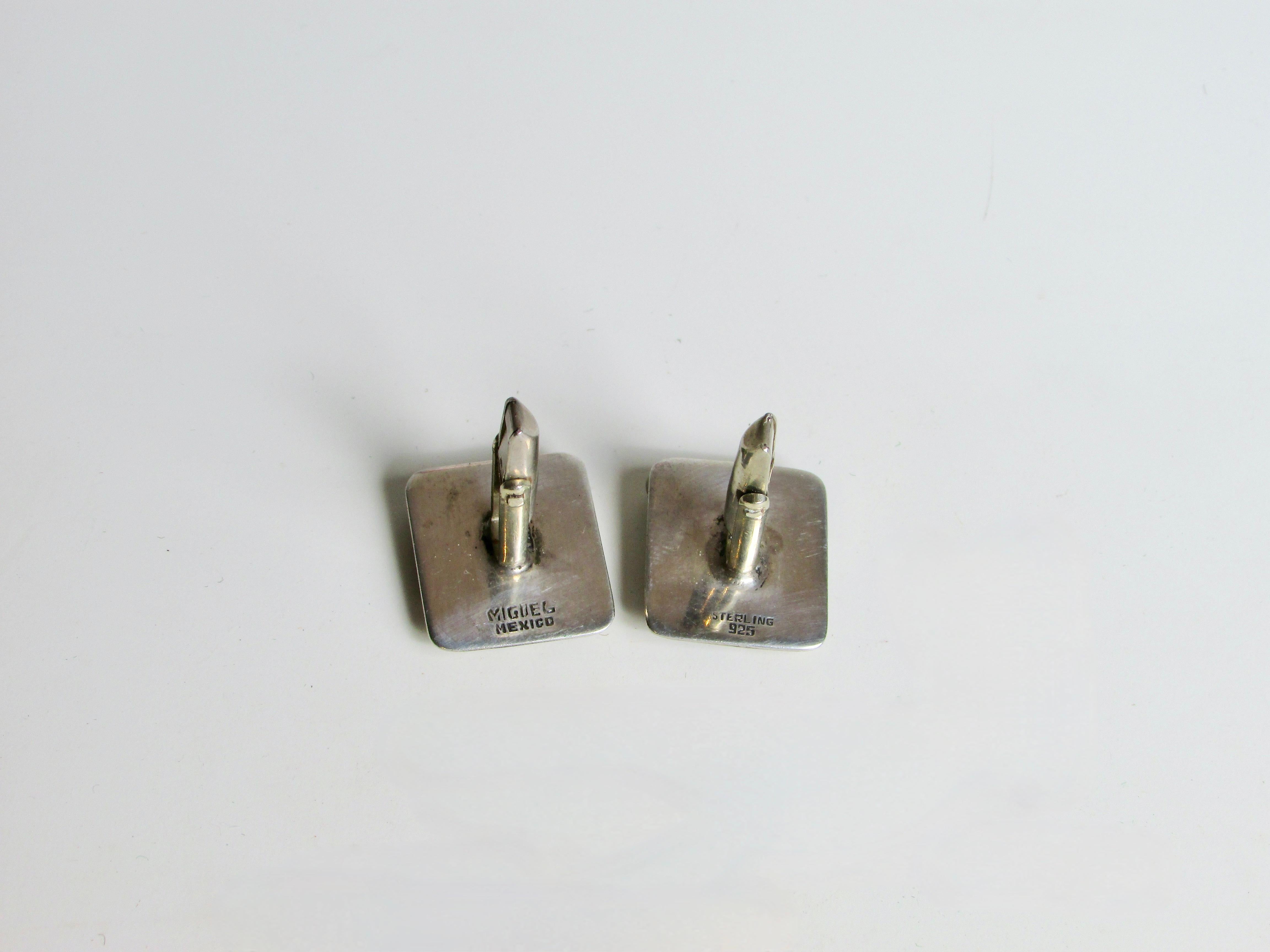 Pair of Miguel Garcia Martinez Modernist Taxco Mexico Sterling Cuff Links For Sale 2