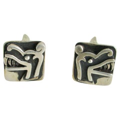 Vintage Pair of Miguel Garcia Martinez Modernist Taxco Mexico Sterling Cuff Links