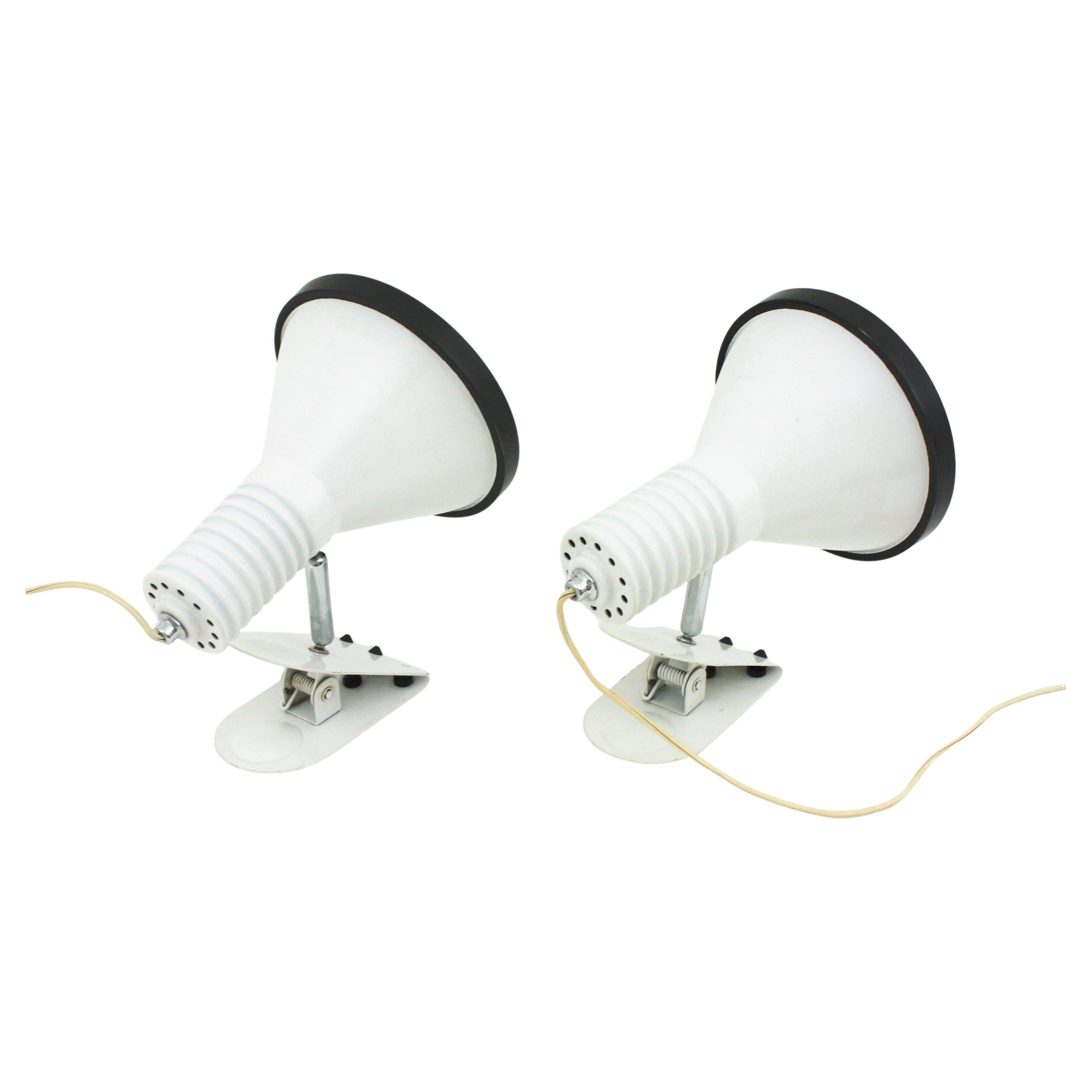 Spanish Pair of Miguel Milá Tramo Table or Wall Clamp Lamps For Sale