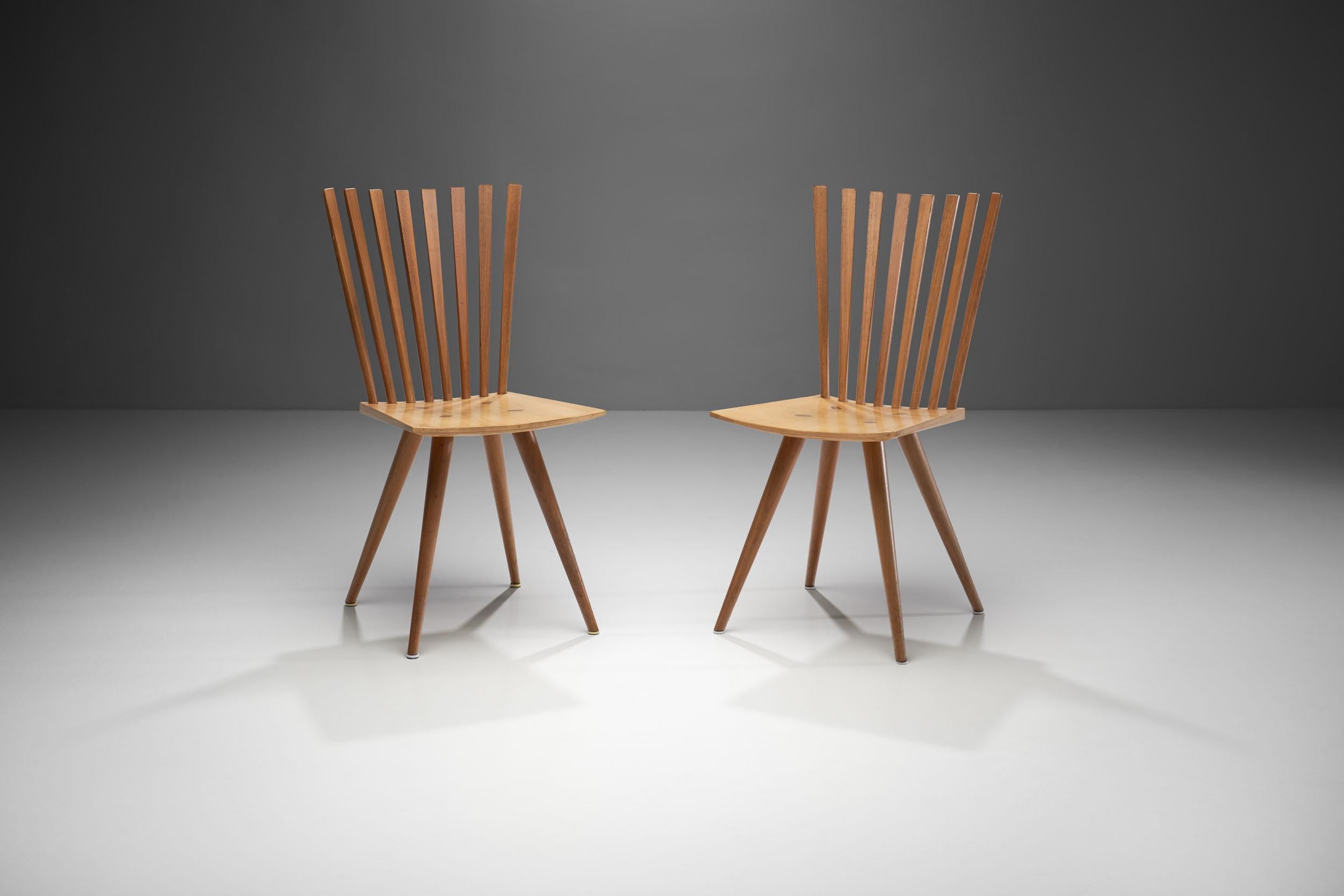 Pair of 'Mikado' Chairs by Johannes Foersom and Peter Hiort-Lorenzen of Nutwood In Fair Condition In Utrecht, NL