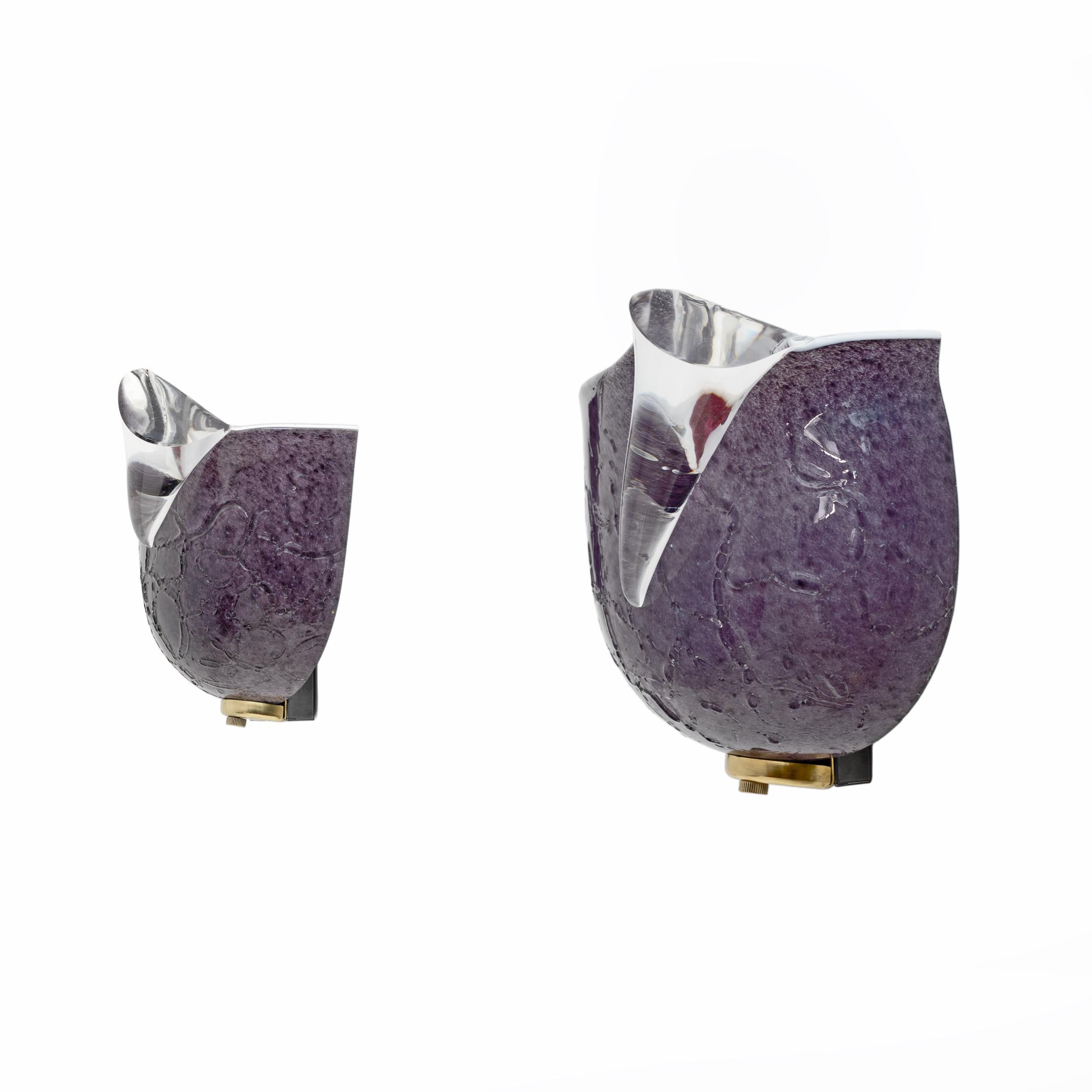 Post-Modern Pair of Mila Schon Modern Italian Murano Glass Sconces for Zonca, 1980s For Sale