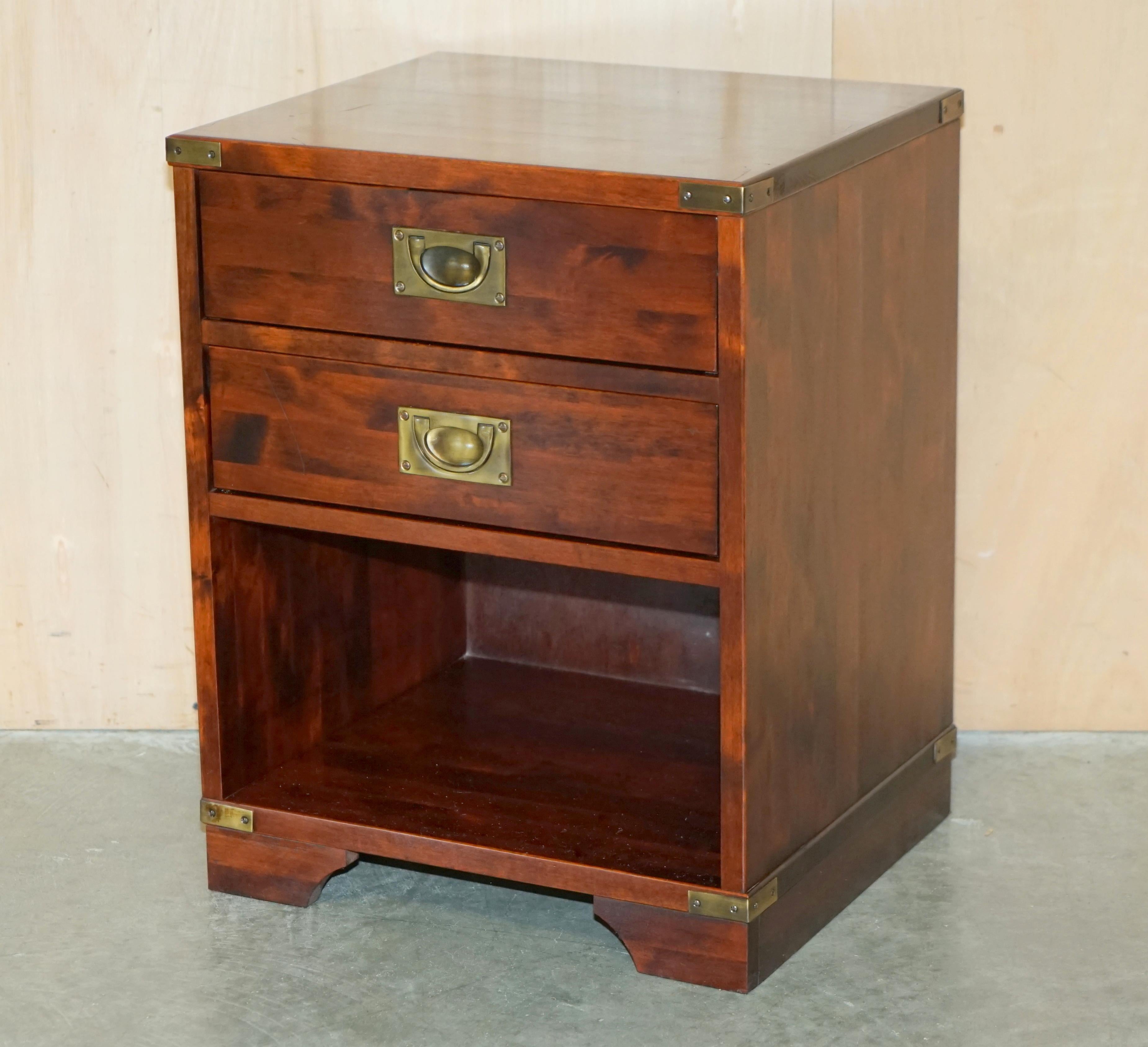 Campaign PAiR OF MILIARY CAMPAIGN SIDE END LAMP WINE BEDSIDE TABLE CHESTS WITH DRAWERS For Sale