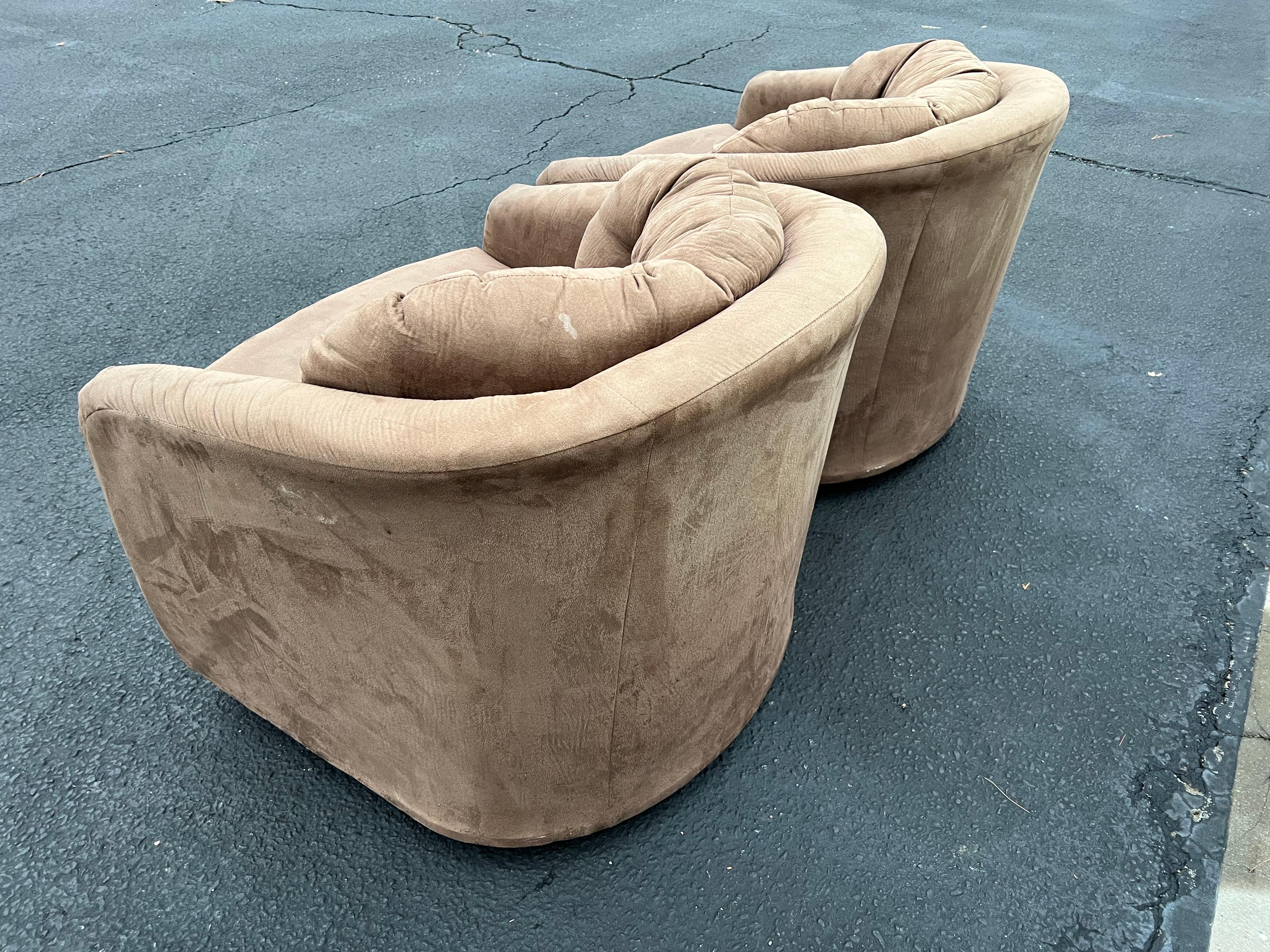 Pair of Mid Century Swivel Club Chairs For Sale 6
