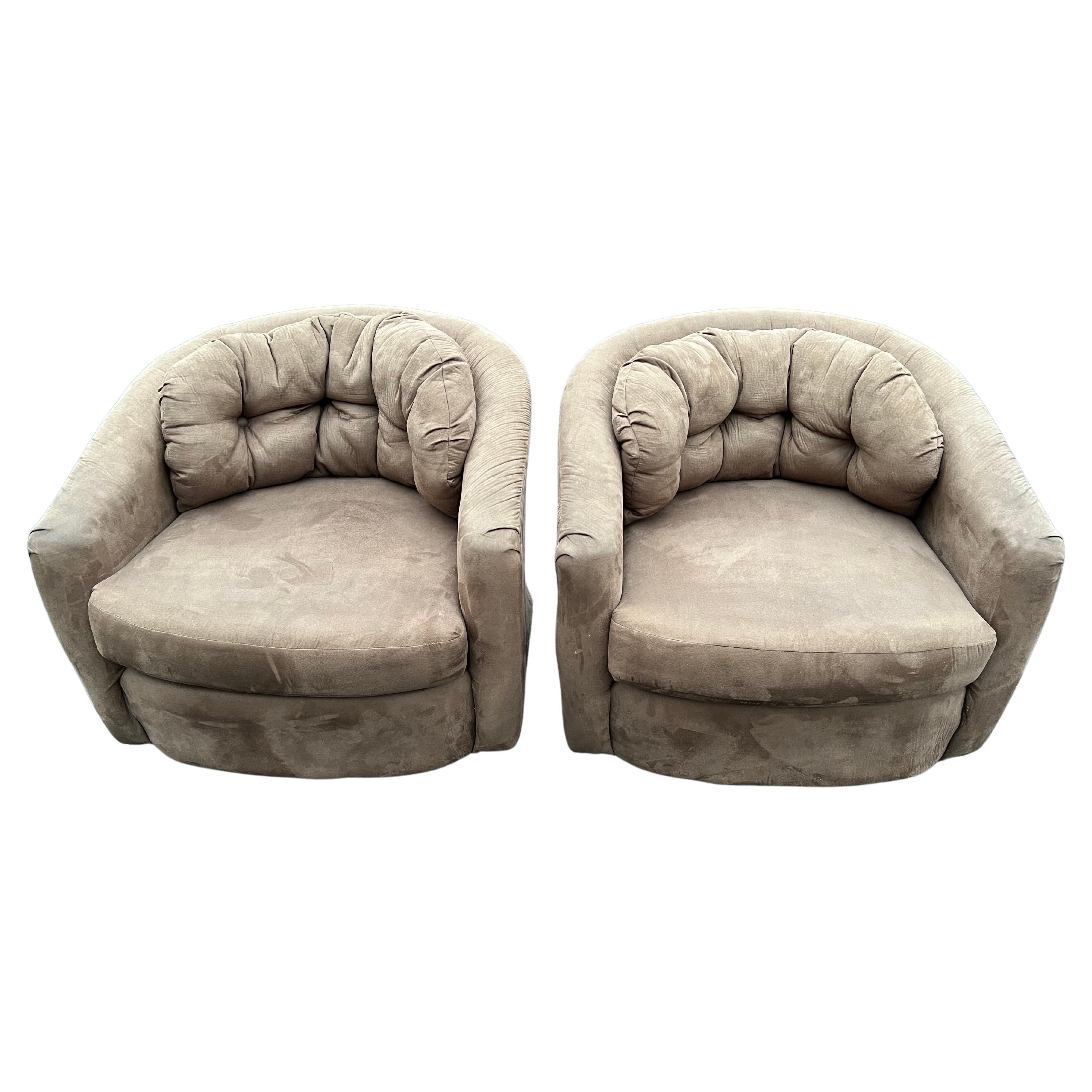 Pair of Mid Century Swivel Club Chairs For Sale