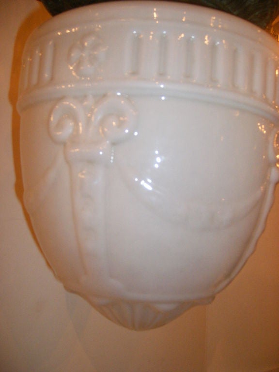Molded Pair of Milk Glass English Lanterns, Sold Individually