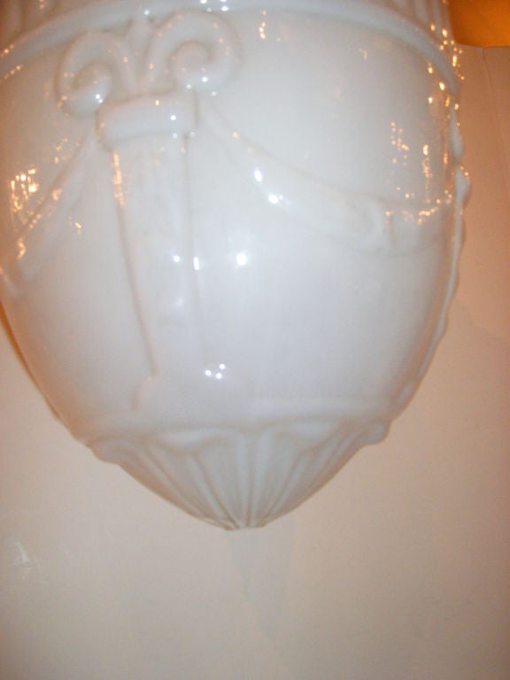 Pair of Milk Glass English Lanterns, Sold Individually In Good Condition In New York, NY