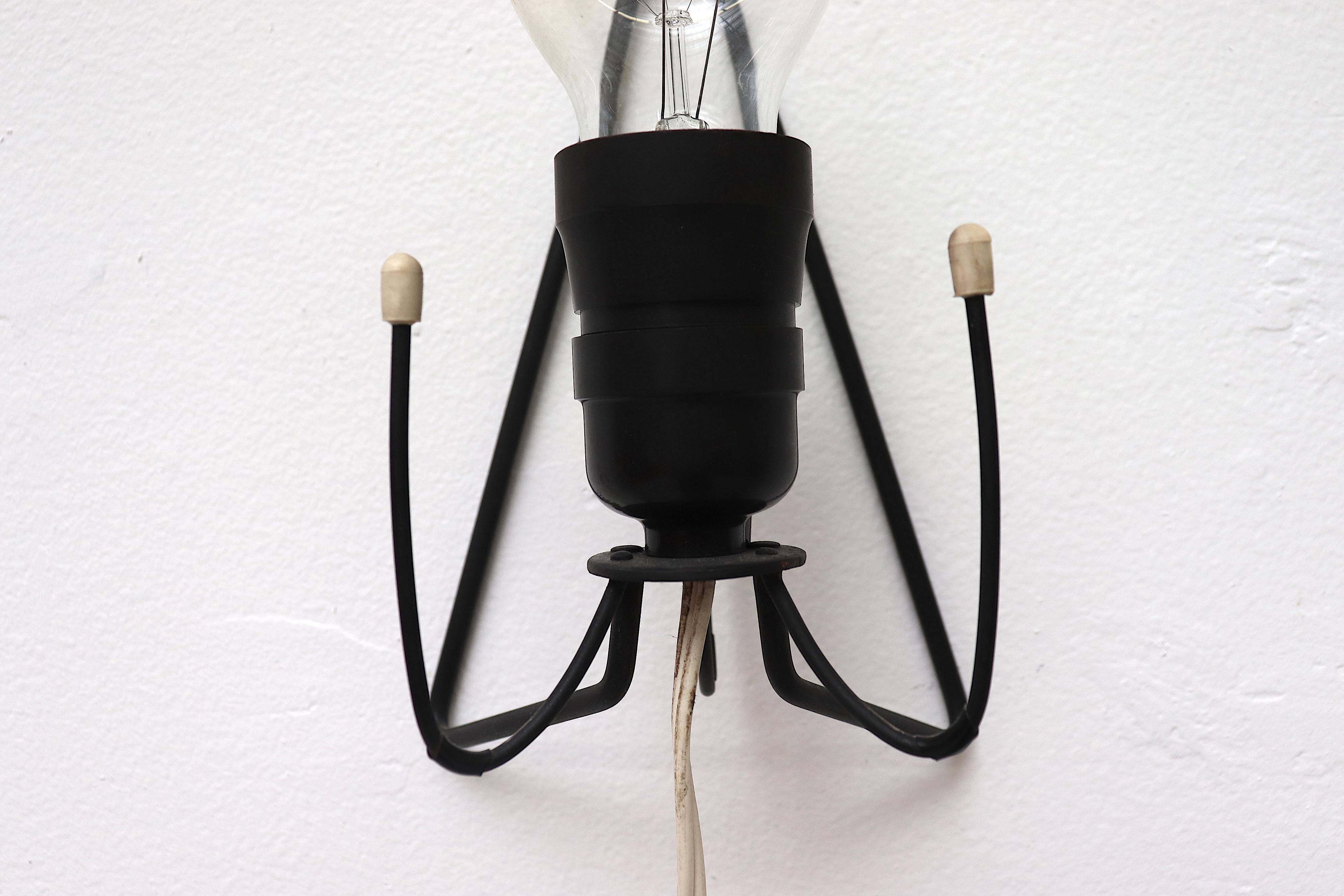 Pair of Philips Milk Glass Wall Sconces with Black Enameled Mounts 3