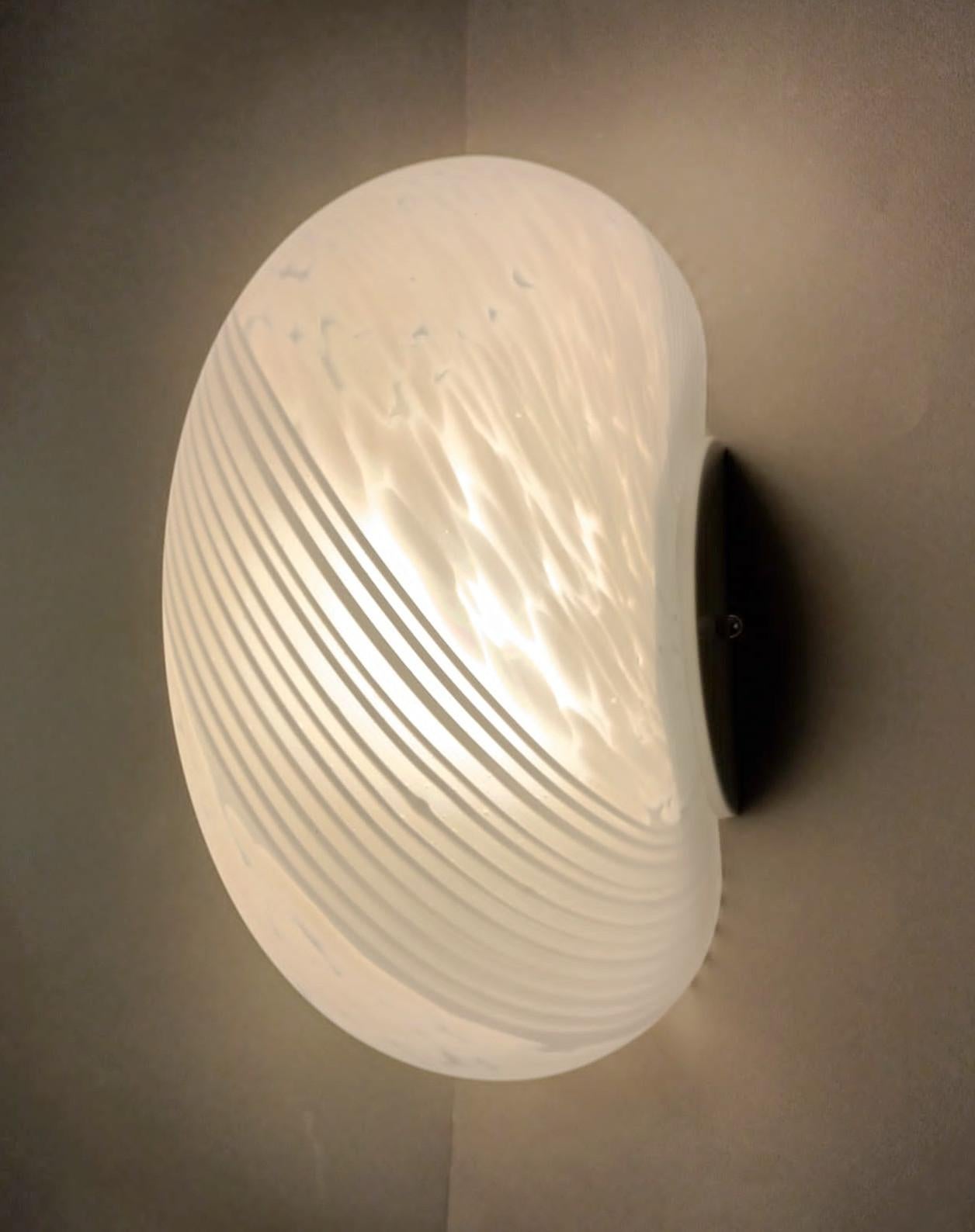 Murano Glass Pair of Milky White Murano Sconces For Sale