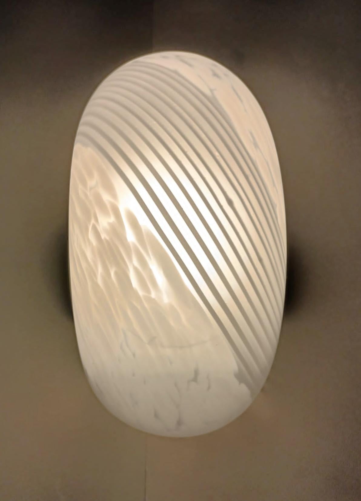 Pair of Milky White Murano Sconces For Sale 2