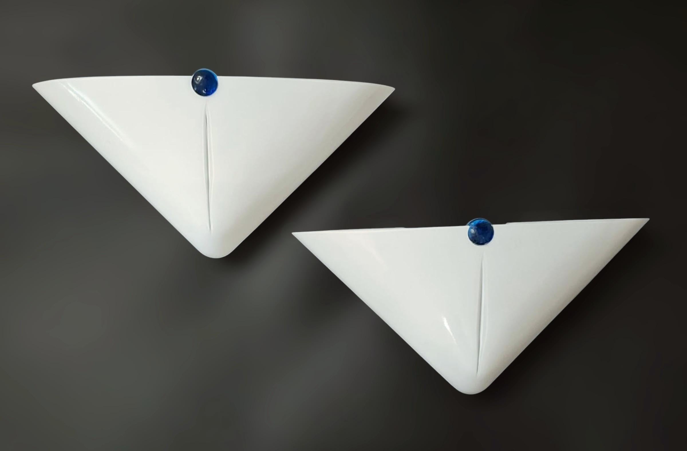 Paire d'appliques blanc laiteux par De Majo en vente 4