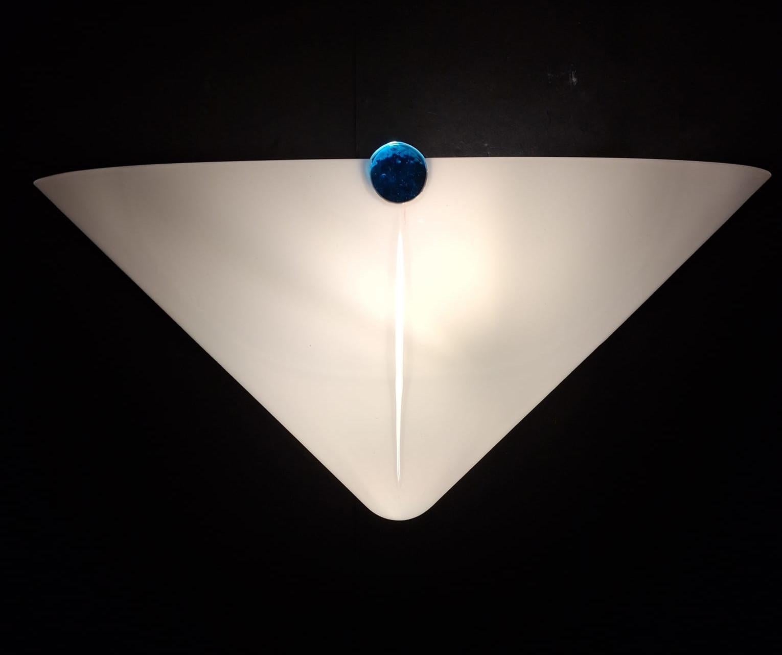 Verre de Murano Paire d'appliques blanc laiteux par De Majo en vente