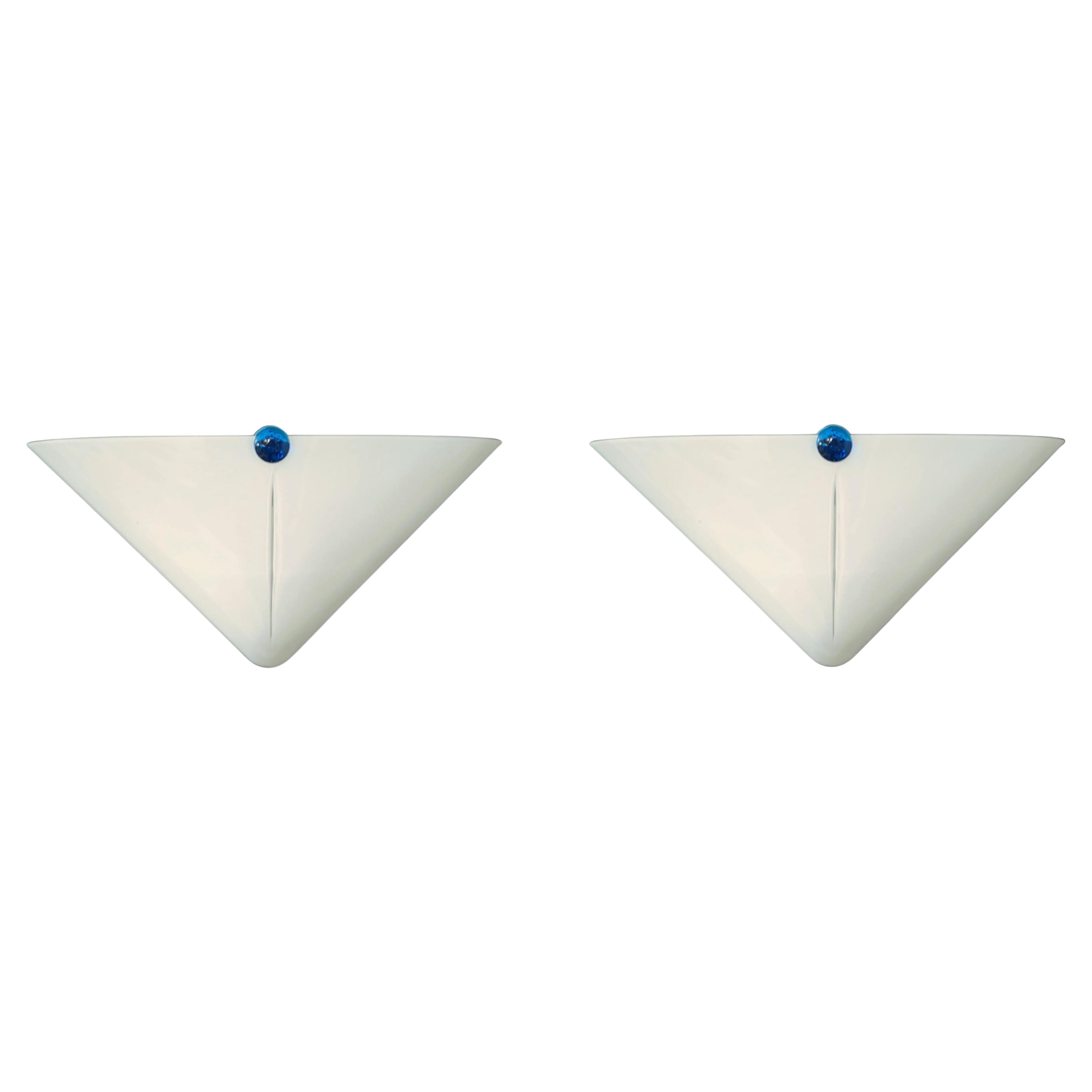Pair of Milky White Sconces by De Majo