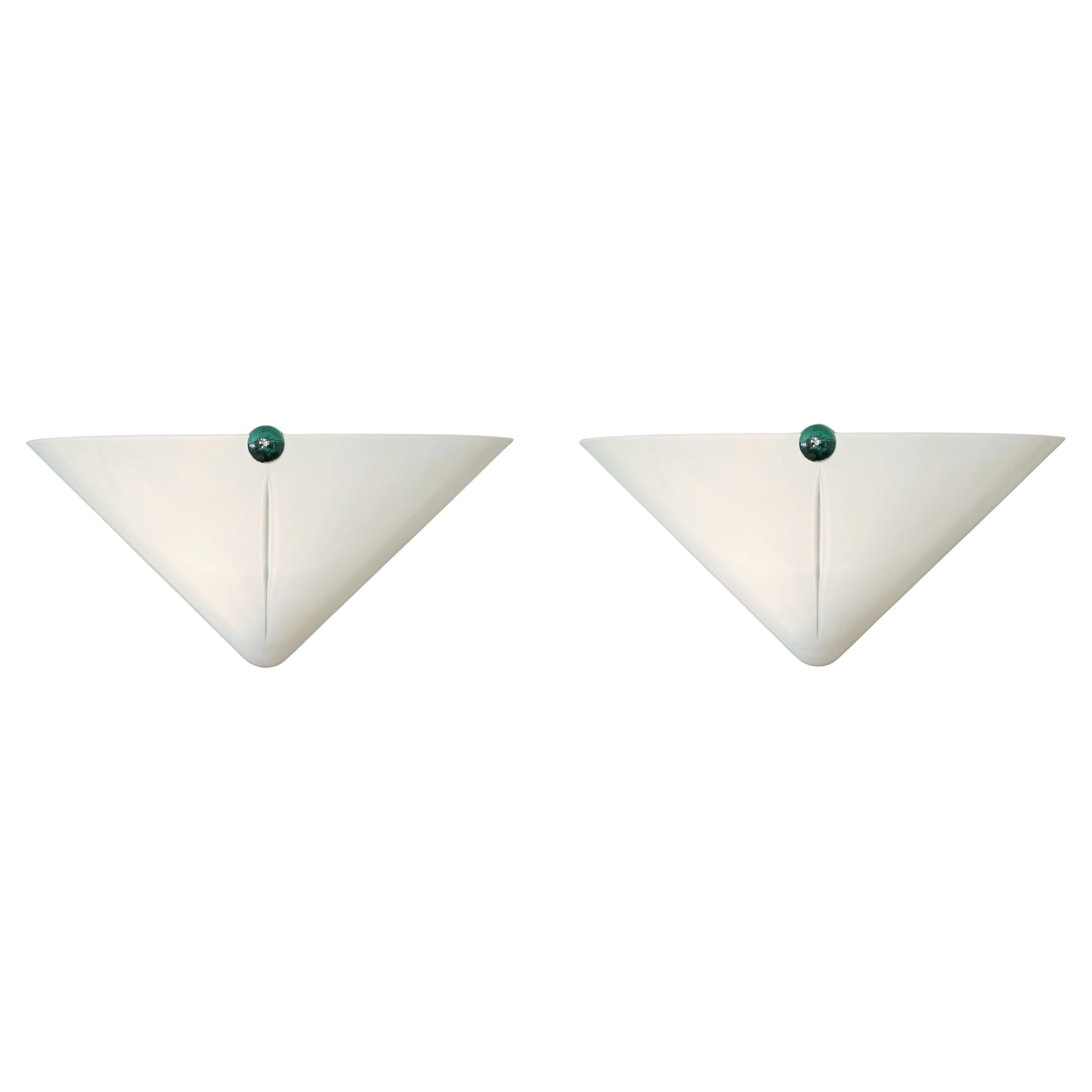 Pair of Milky White Sconces by De Majo