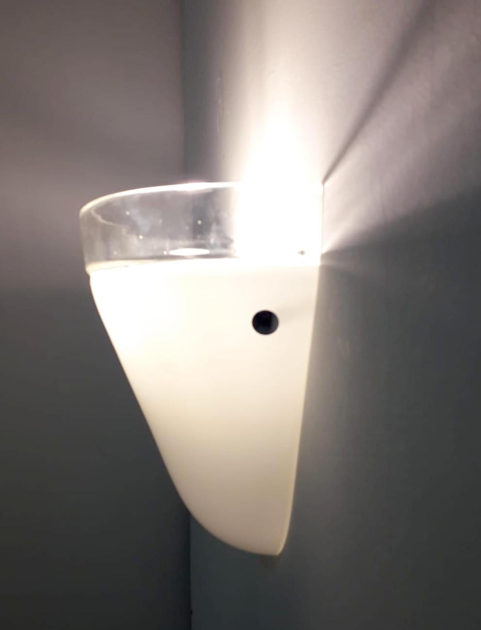 Murano Glass Pair of Milky White Sconces by Leucos For Sale