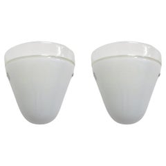 Vintage Pair of Milky White Sconces by Leucos