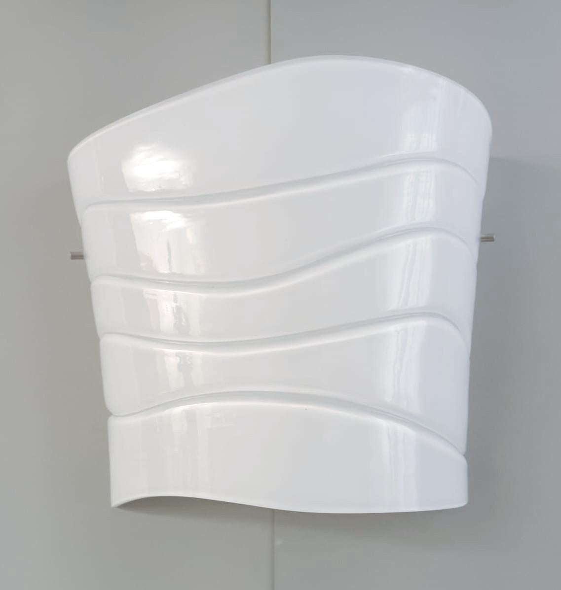 Mid-Century Modern Pair of Milky White Sconces by Mazzega For Sale