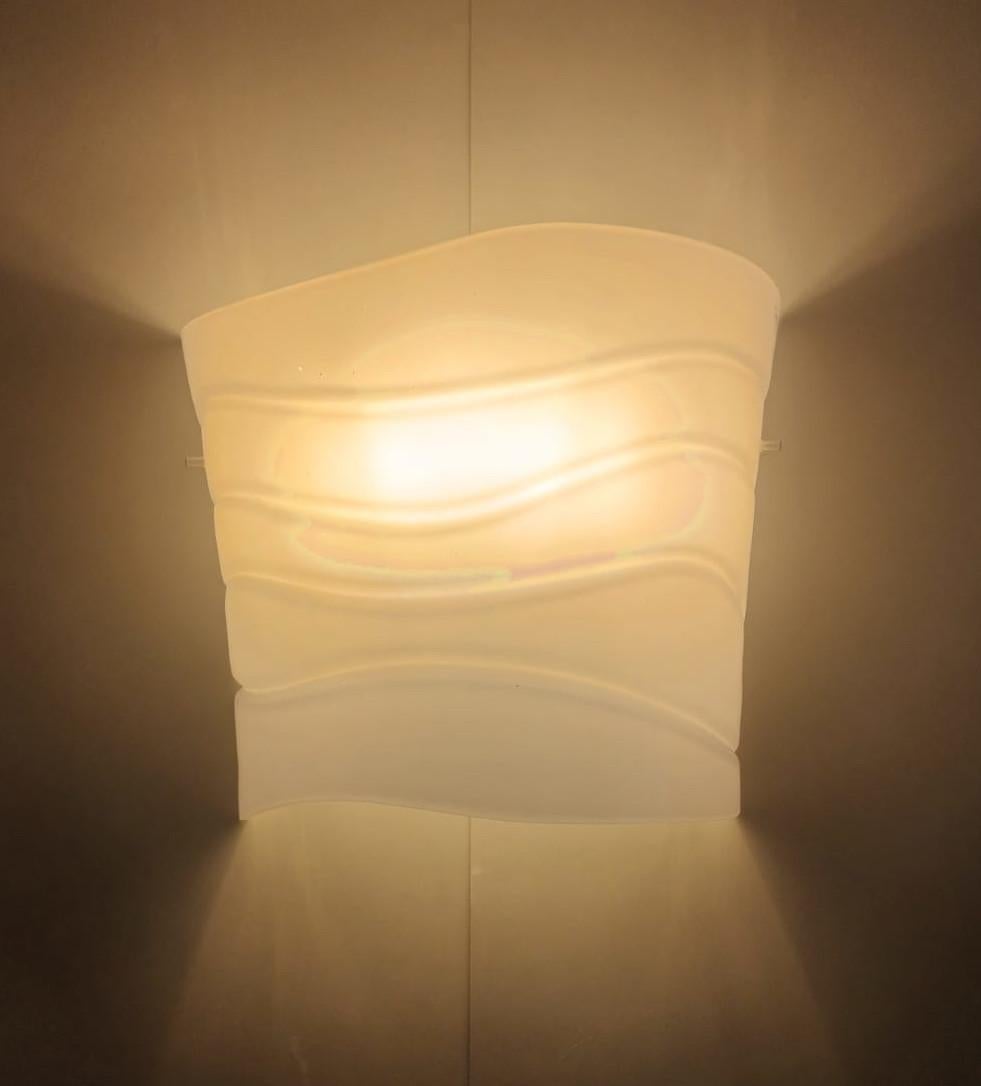 20th Century Pair of Milky White Sconces by Mazzega For Sale